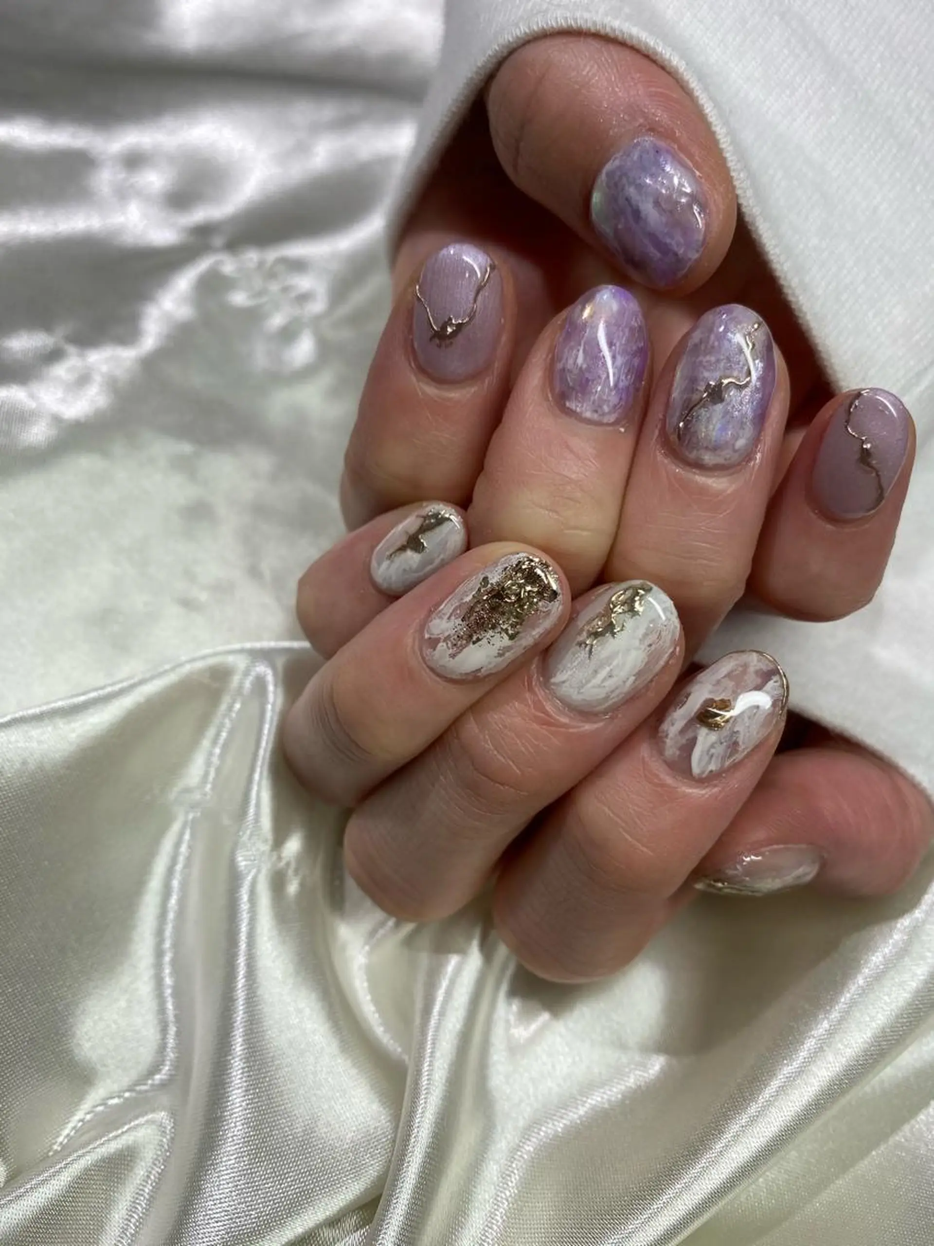 ネイル ミラーネイル 持ち込み ニュアンスネイル パープル ハンドネイル ハンドケア Charme. NOBUKOのネイルデザイン