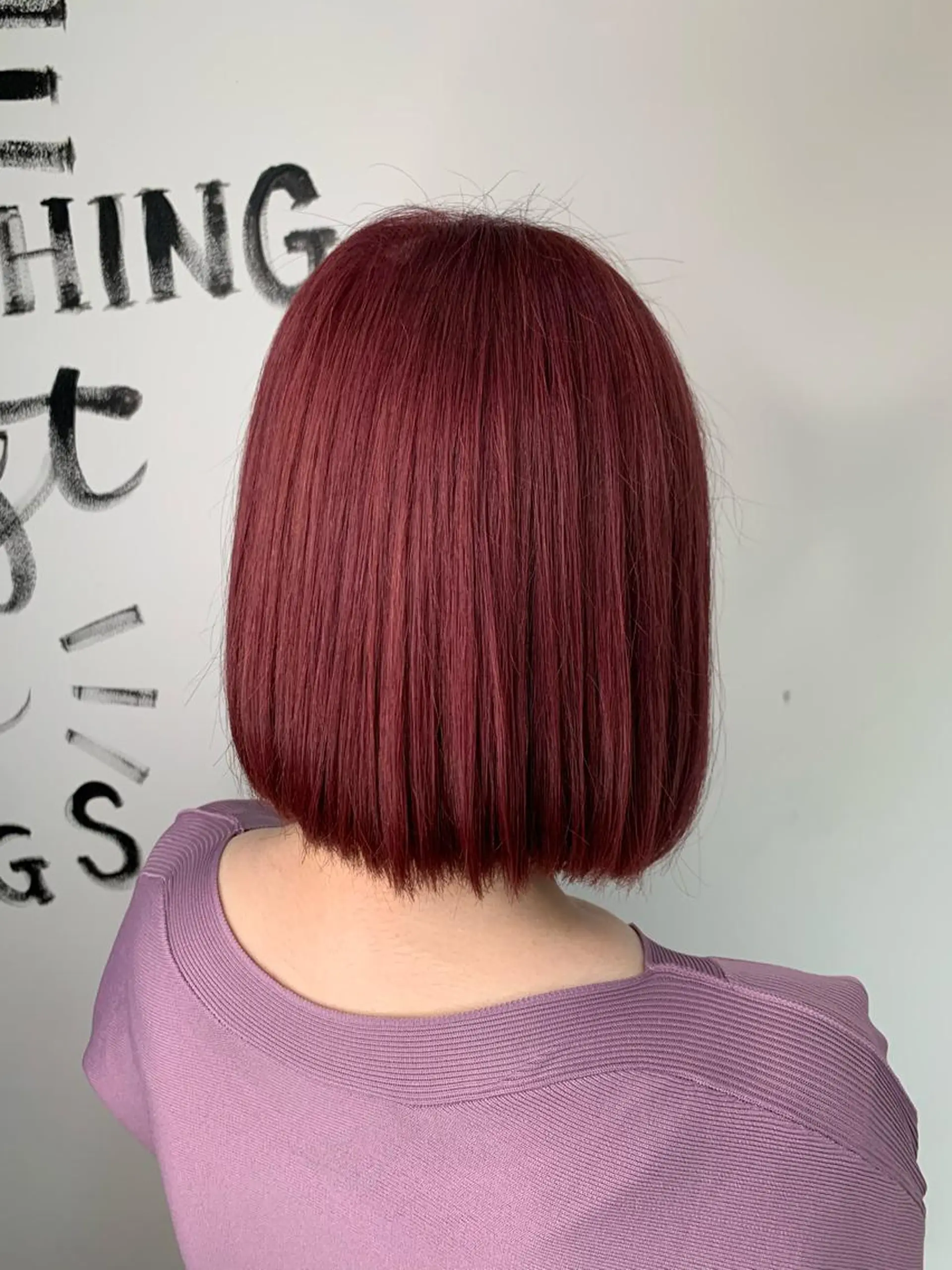 ミディアム カラー ブリーチ ピンクカラー バイオレットカラー 小笠原 菜緒のヘアスタイル
