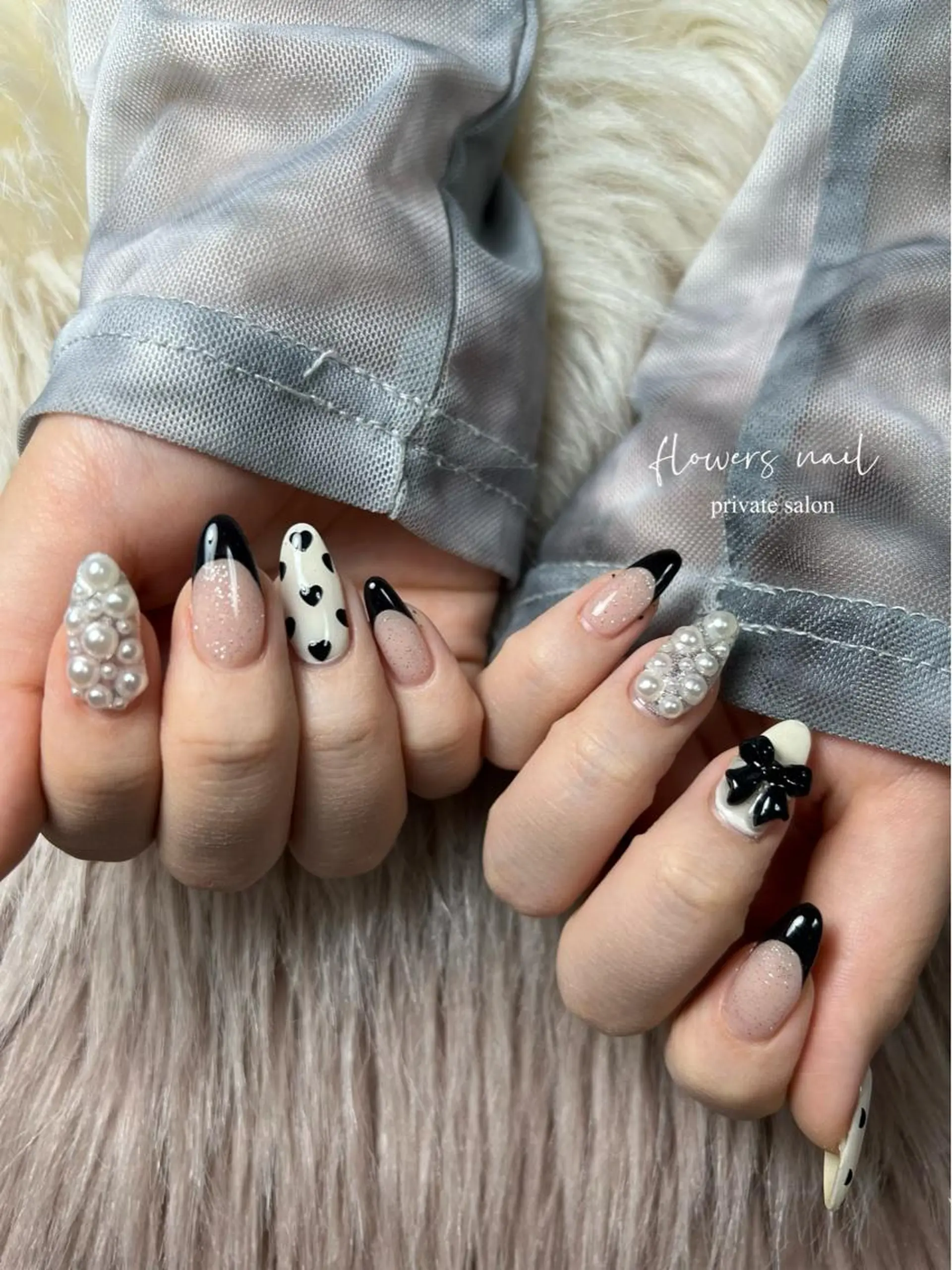 ネイル フレンチネイル ジェルネイル ガーリー 持ち込み パラジェル flowers nailのネイルデザイン