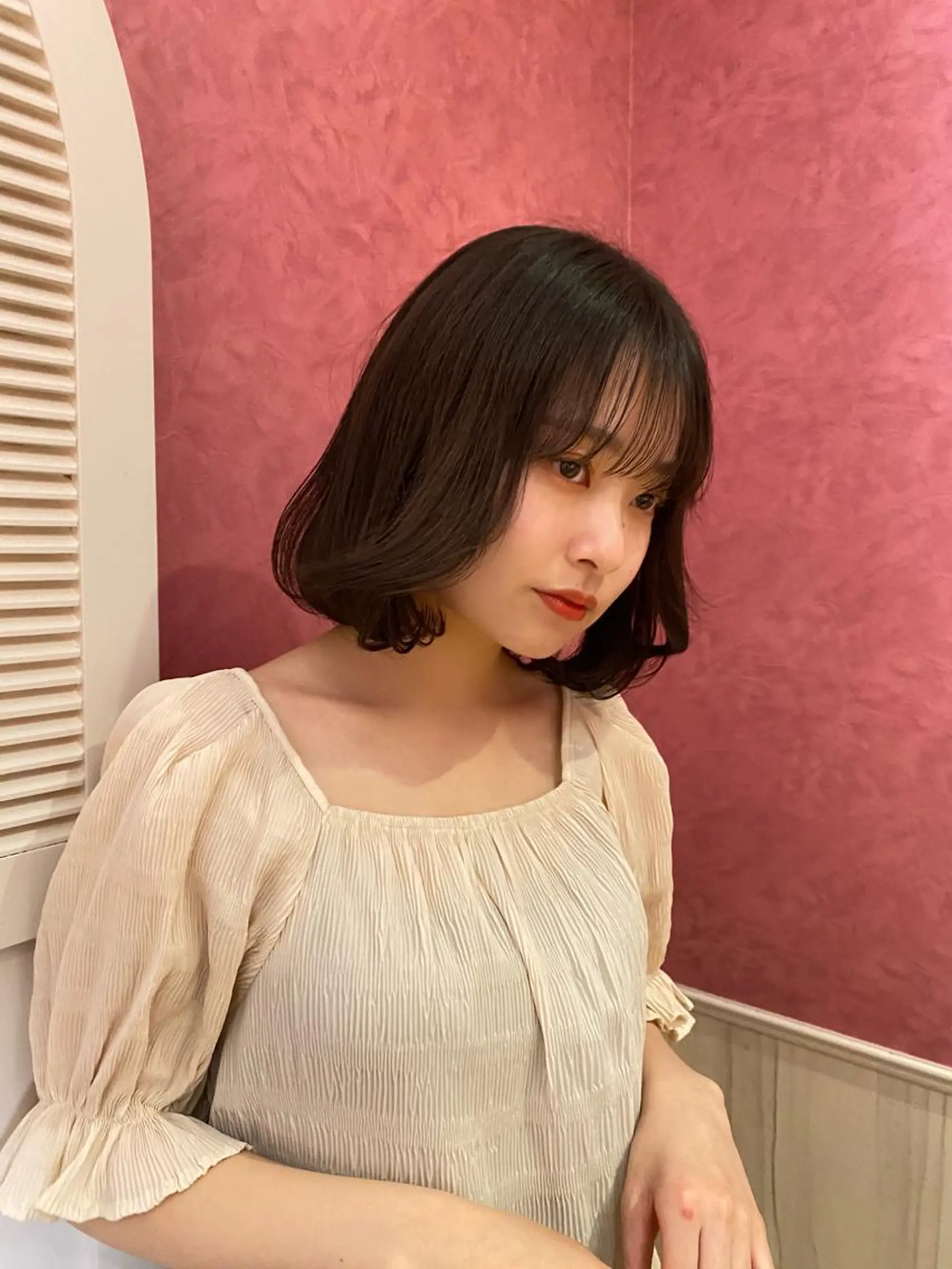 ショート カラー ボブ 韓国風ヘア レイヤーと顔まわり 大好き❣️関口拓馬のヘアスタイル