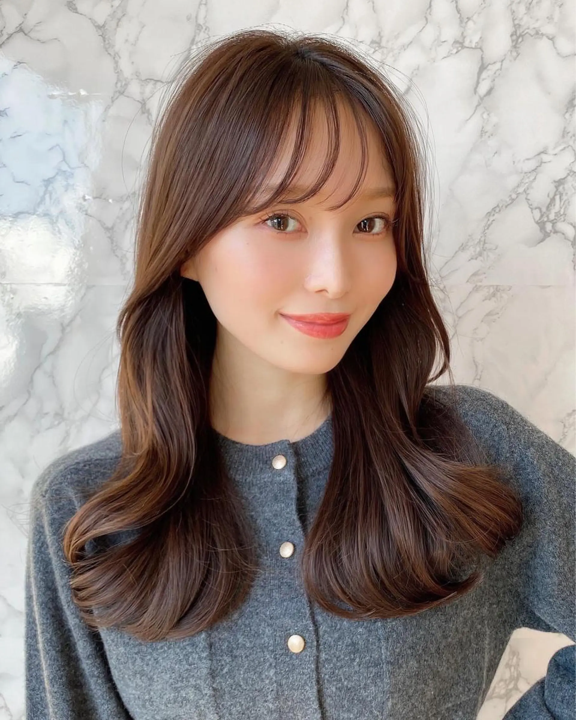 ロング くびれヘア 髪質改善 ロング 縮毛矯正 カット ヘアカラー トリートメント 🧡くびれヘア/前髪 顔周り🧡久原結衣のヘアスタイル