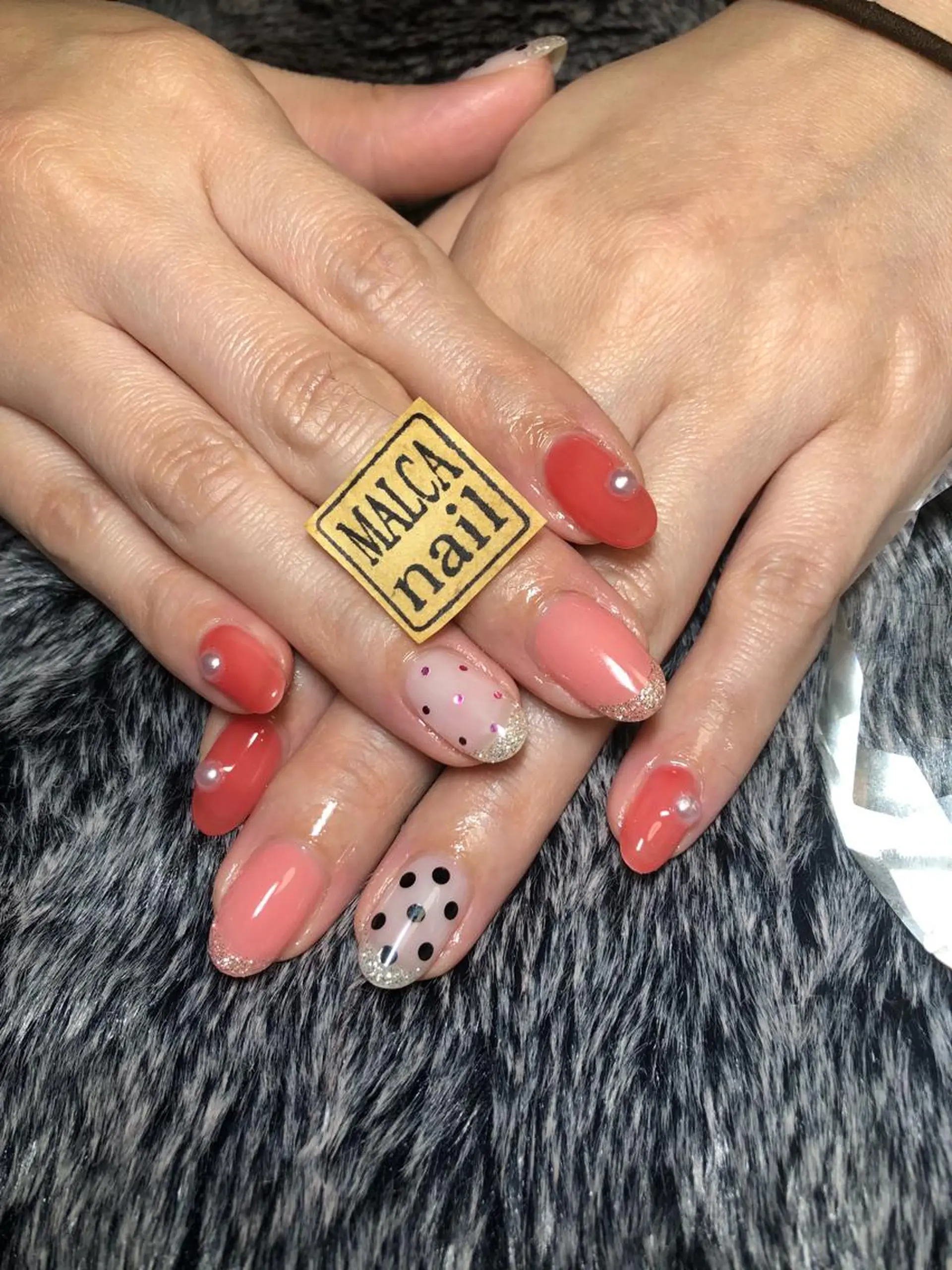 ミディアム カラー パーマ ヘアアレンジ キッズ ネイル マツエク・マツパ ハンドネイル MALCAnail(マルカネイル)所属・荒木 莉奈のネイルデザイン