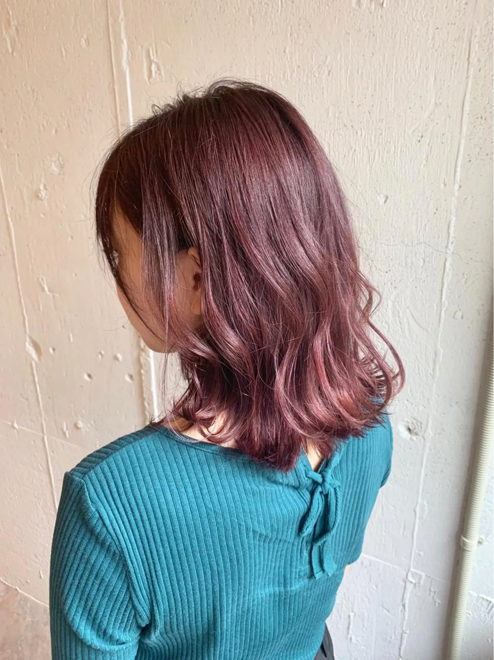ミディアム カラー ブリーチ ピンクカラー 💈平島 拓也💈のヘアスタイル