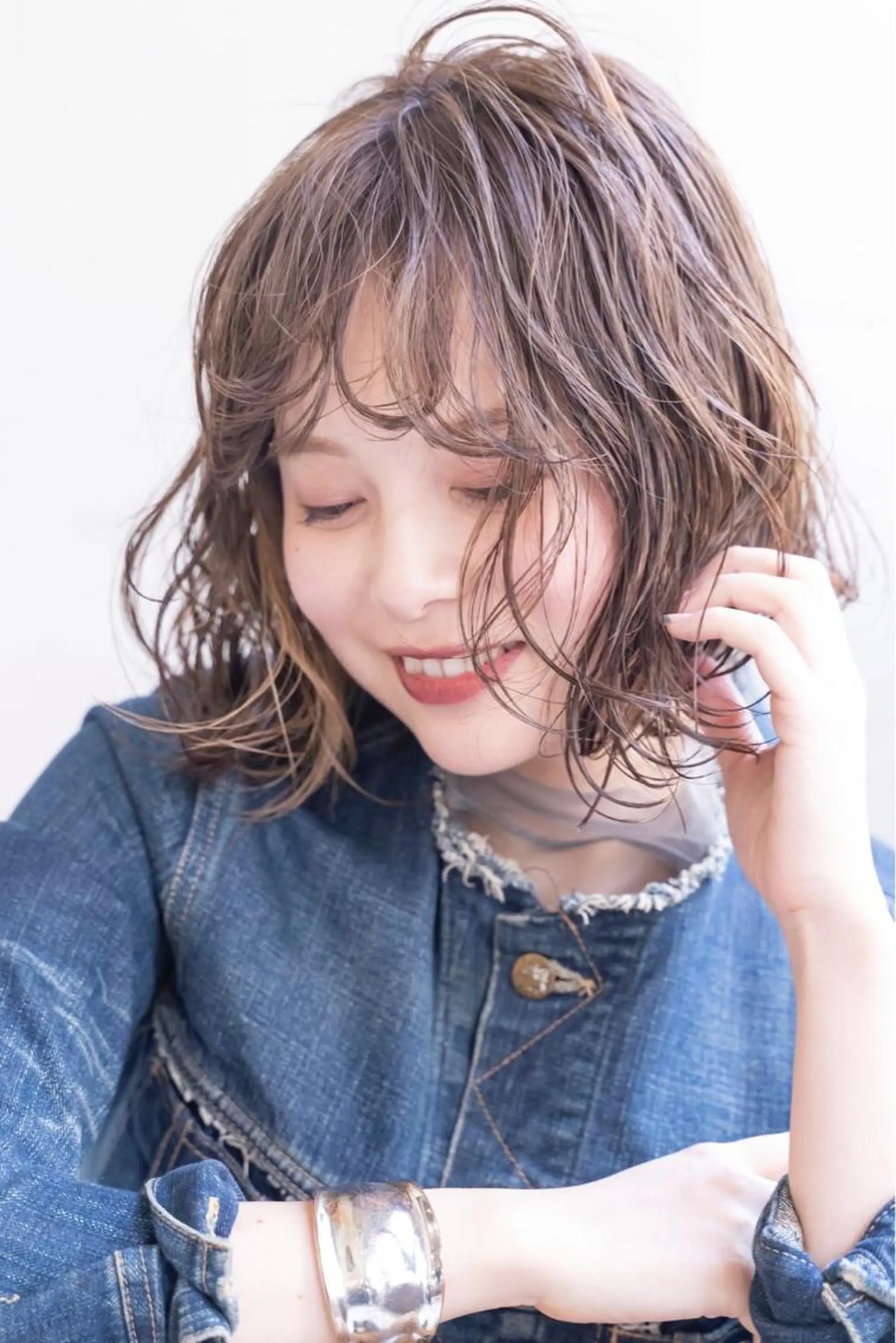 ミディアム ボブ 外ハネヘア カット ヘアカラー トリートメント ヘッドスパ ヘアセット 山口 竣也のヘアスタイル