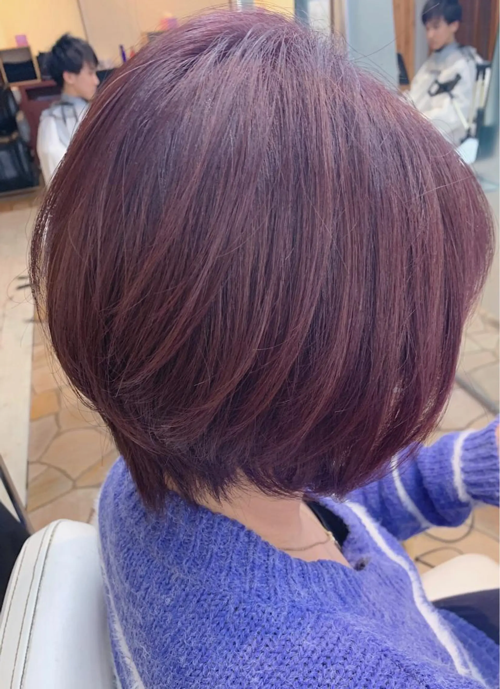 ショート カラー ブリーチ ラベンダーカラー ピンクカラー ピンクラベンダー ヘアカラー ハットリ /北習志野のヘアスタイル