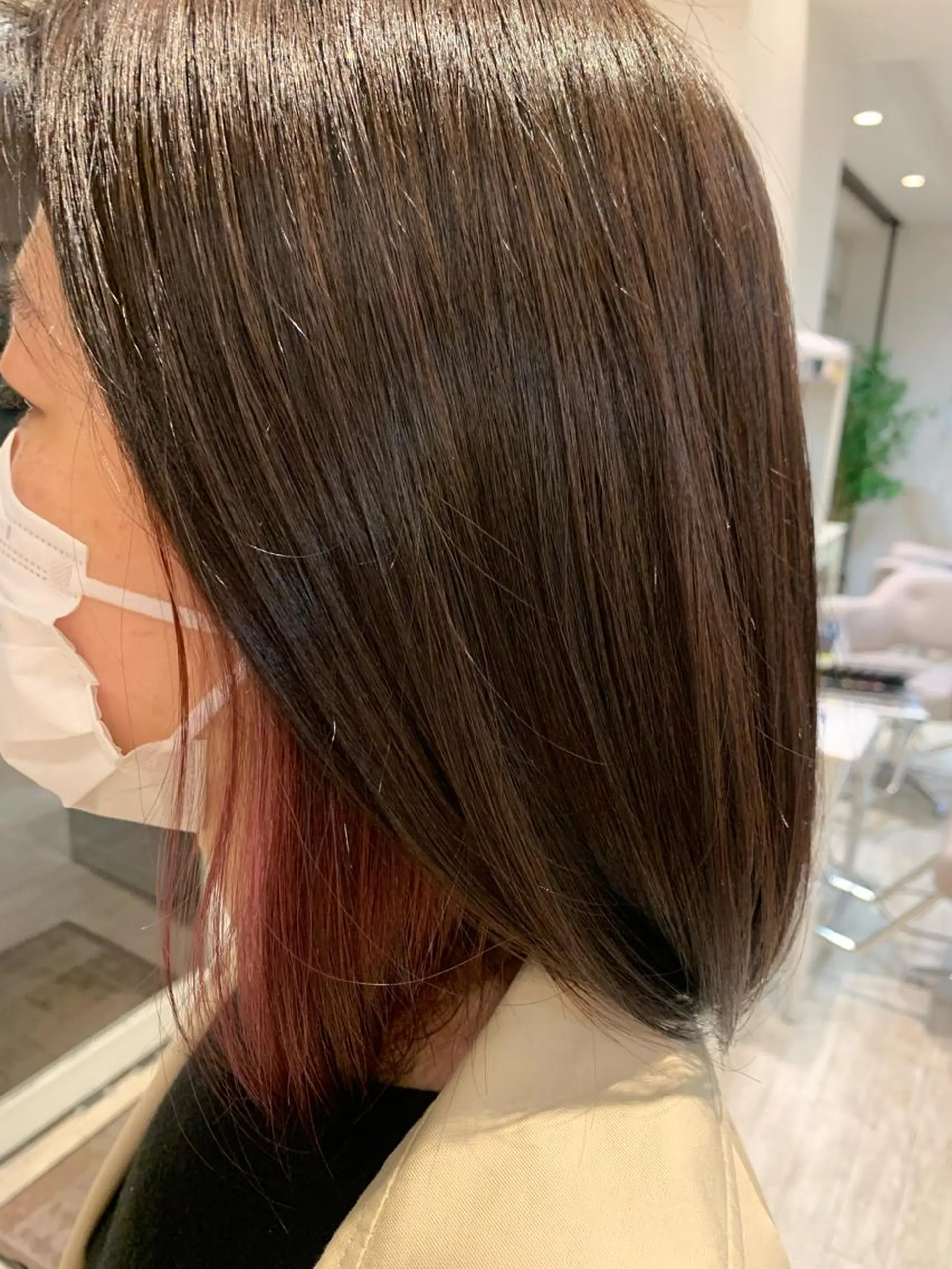 ミディアム カラー ブリーチ インナーカラー ピンクカラー ボブ if所属・大崎if ほりはるかのヘアスタイル