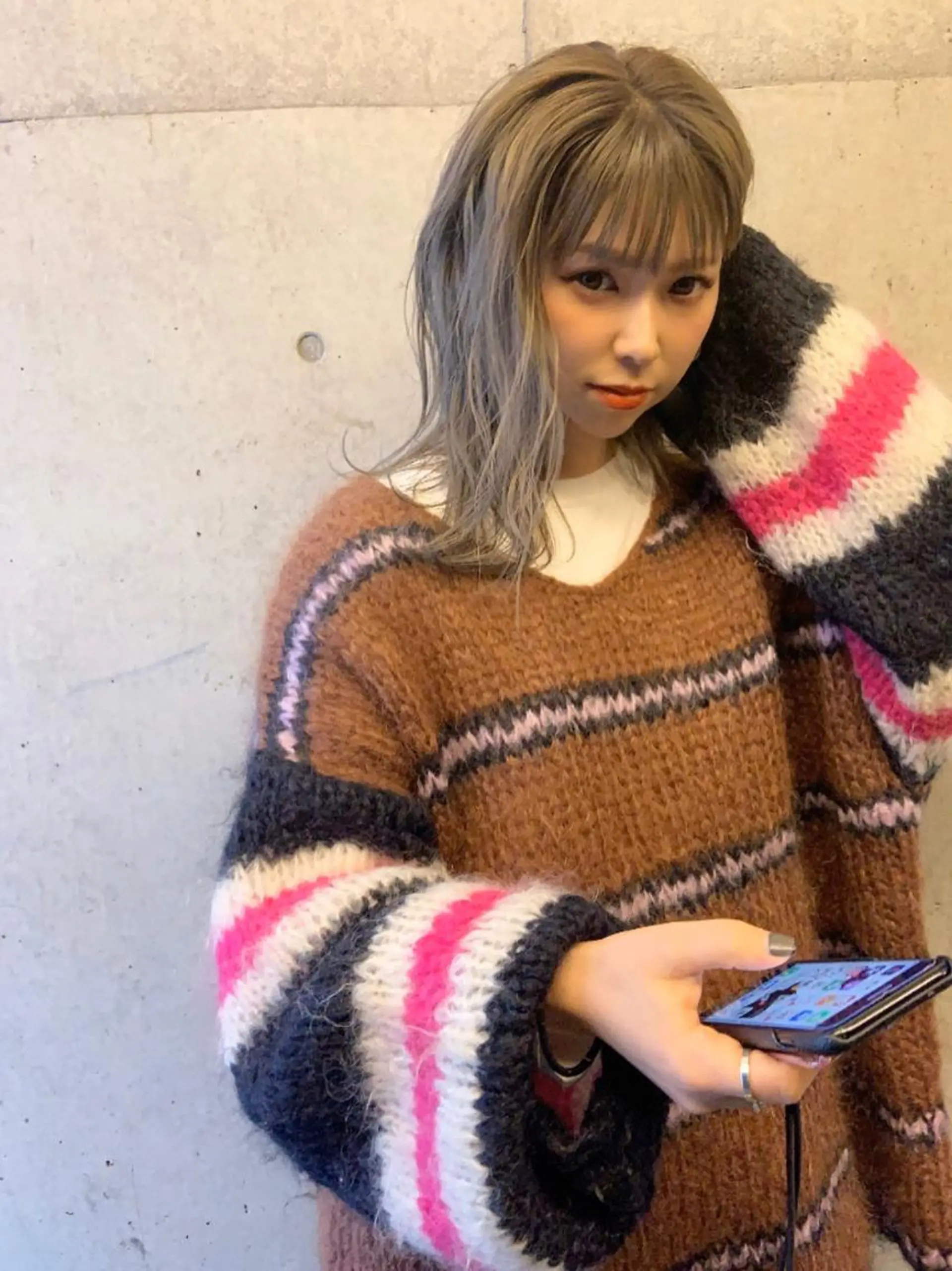 ミディアム カラー ベージュカラー ブリーチ ホワイトベージュ ♡ma ki♡のヘアスタイル