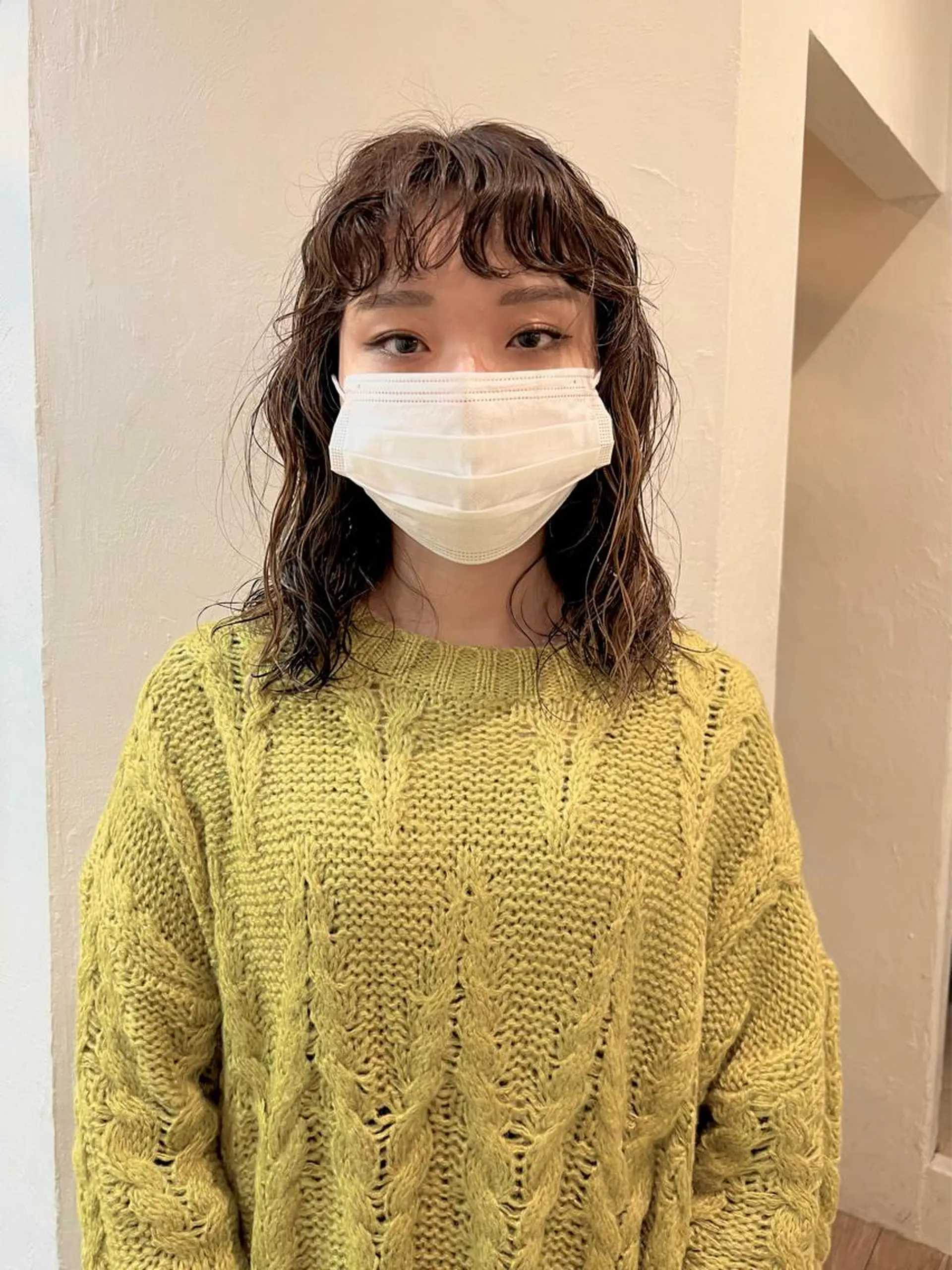 ミディアム パーマ カット ヘアカラー トリートメント 店長　ショート& パーマ　坂本のヘアスタイル