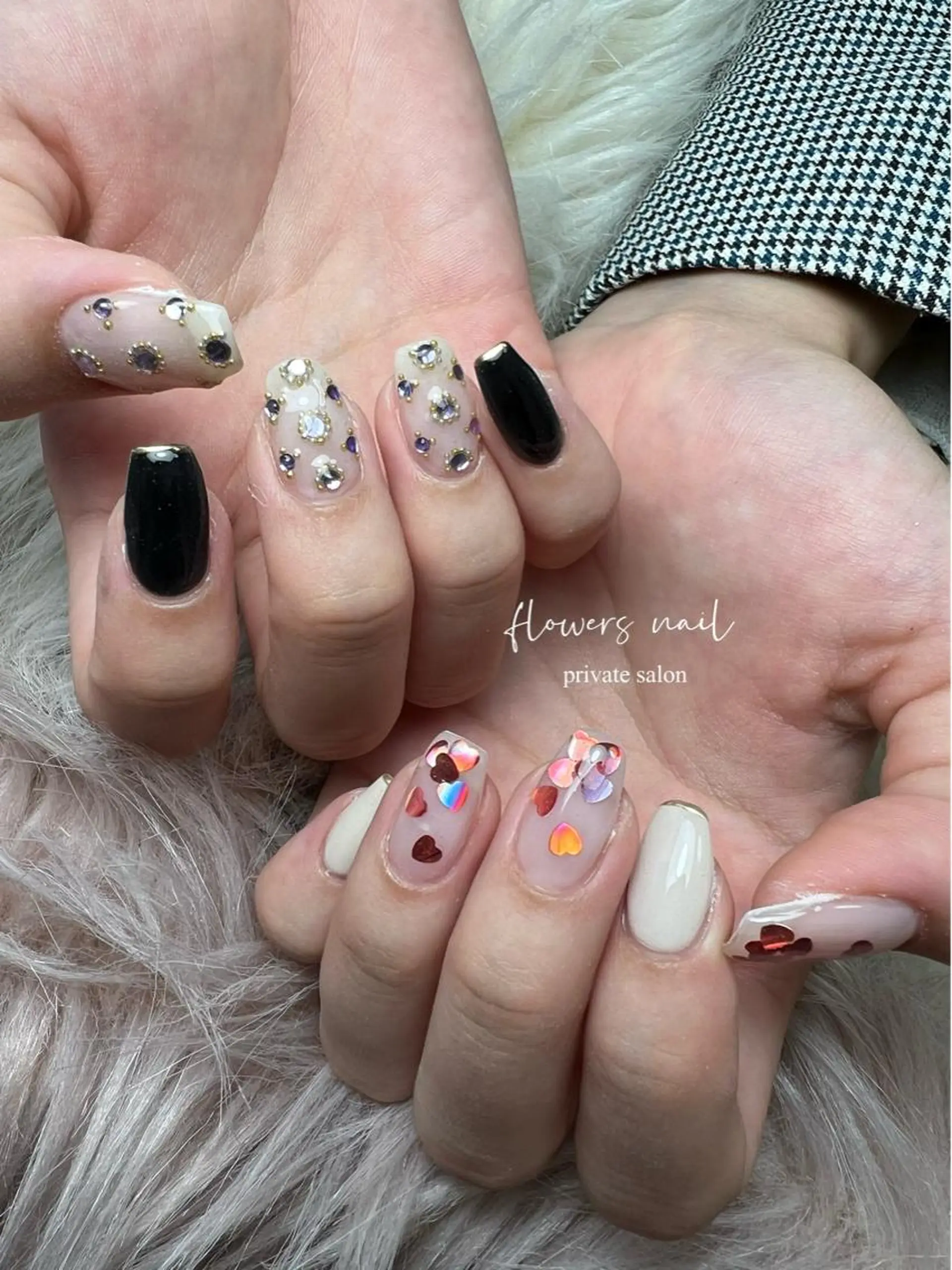 ネイル ジェルネイル ハート 持ち込み パラジェル 春ネイル flowers nailのネイルデザイン