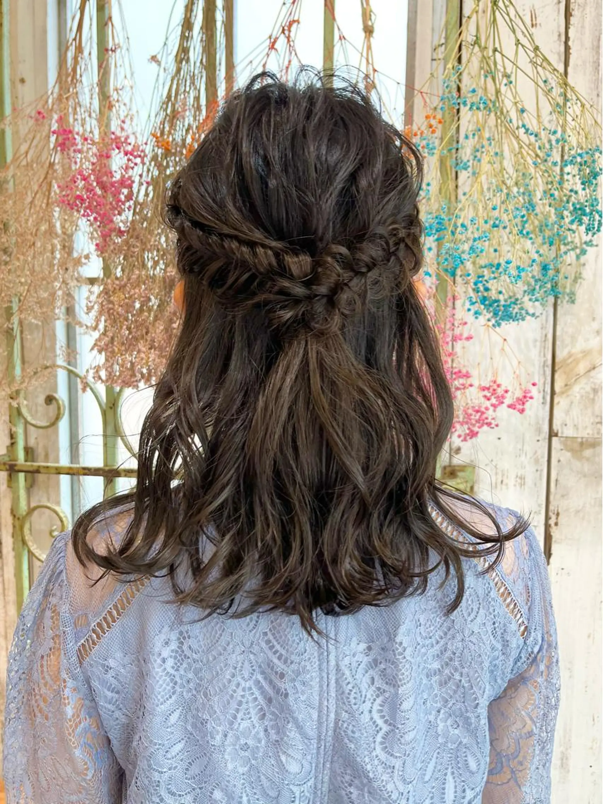 ミディアム ヘアアレンジ ハーフアップ 結婚式・ブライダル ヘアセット 髪質改善カラー☆ ヘアアレンジmiyuのヘアスタイル