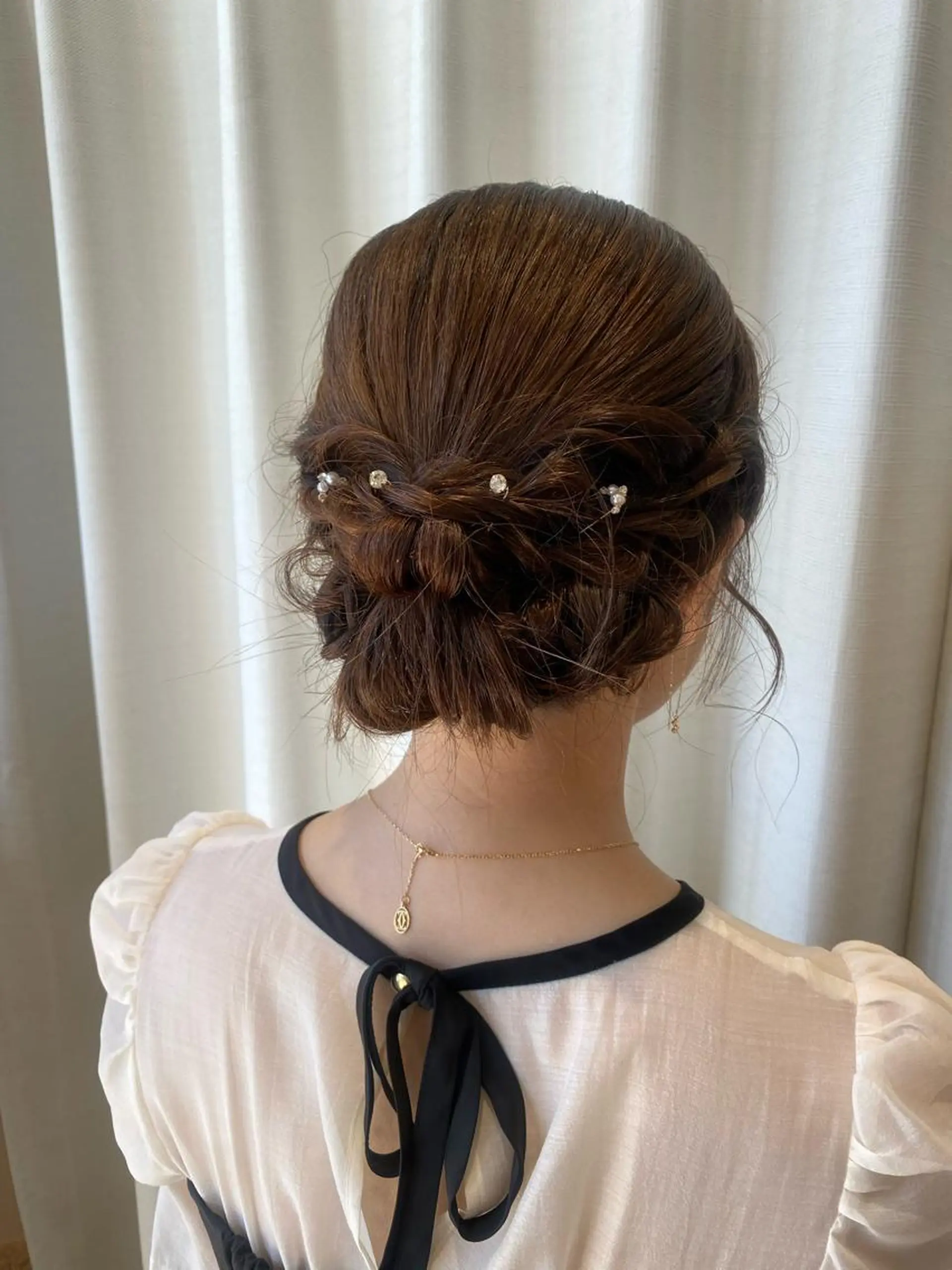 セミロング ヘアアレンジ 結婚式・ブライダル ヘアセット 増井 彩乃のヘアスタイル