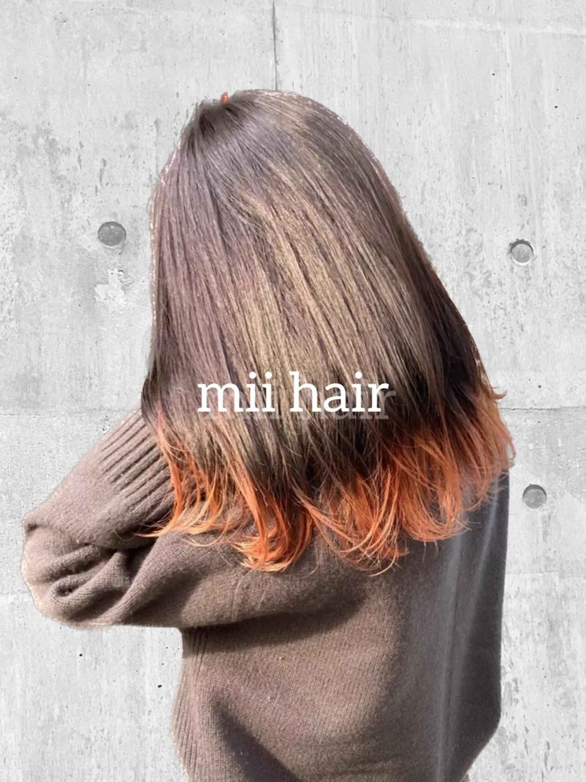 セミロング カラー オレンジ カット ヘアカラー トリートメント Miku❇️ フェイスレイヤーのヘアスタイル