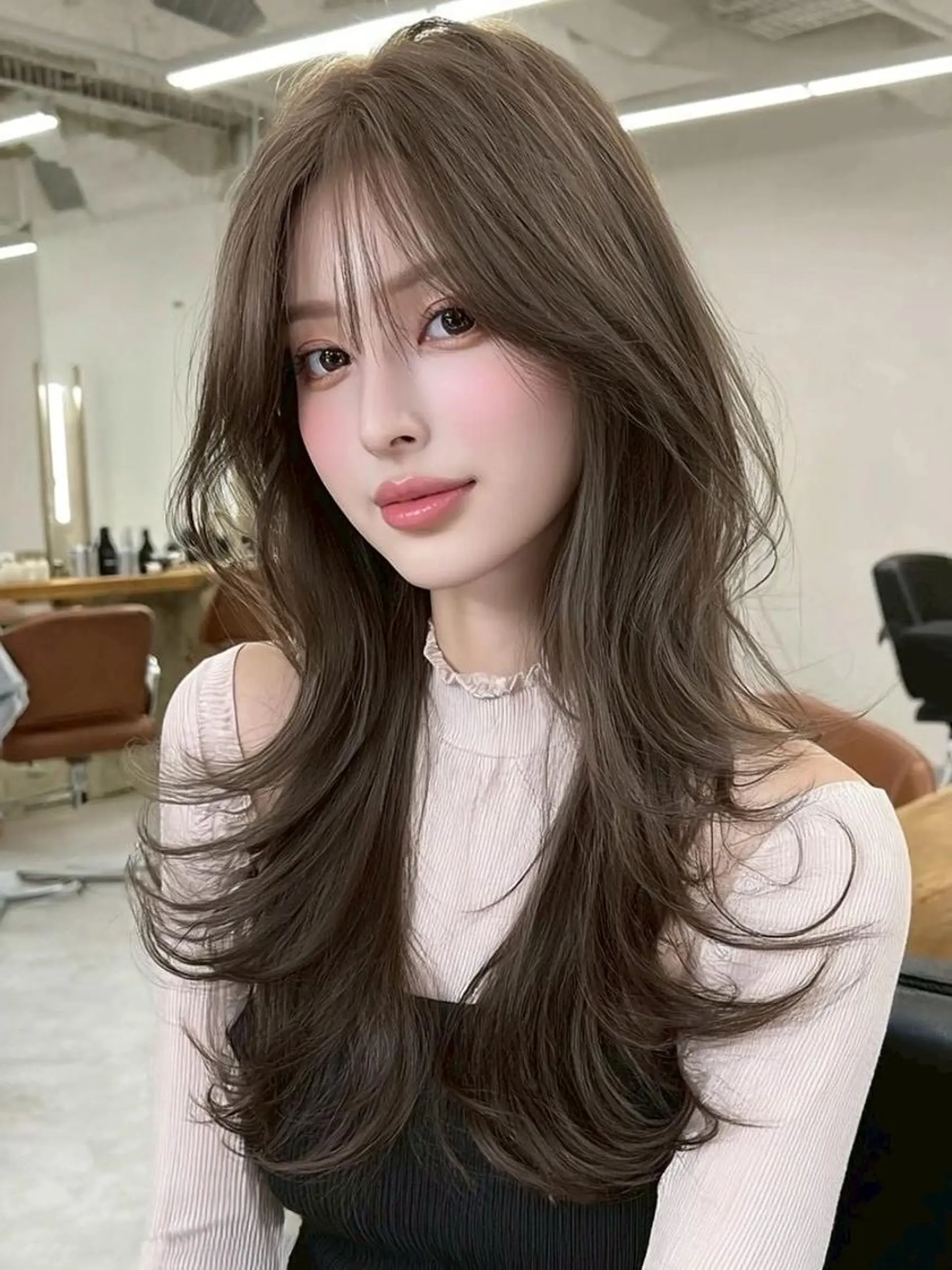 セミロング カラー 髪質改善 韓国風ヘア レイヤーカット ヘアカラー トリートメント 韓国/レイヤー NOISM天王寺のヘアスタイル