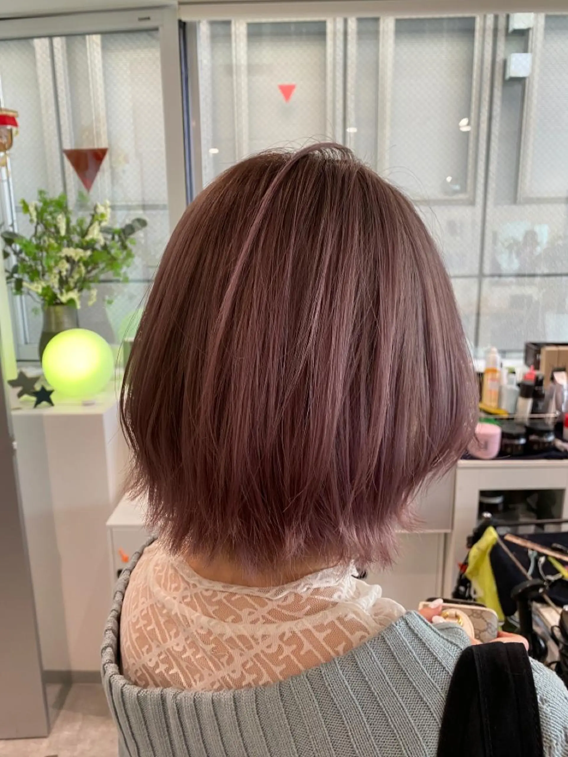ショート カラー ベージュカラー ピンクカラー ピンクベージュ カット ヘアカラー トリートメント JIL BLAN 京都のヘアスタイル