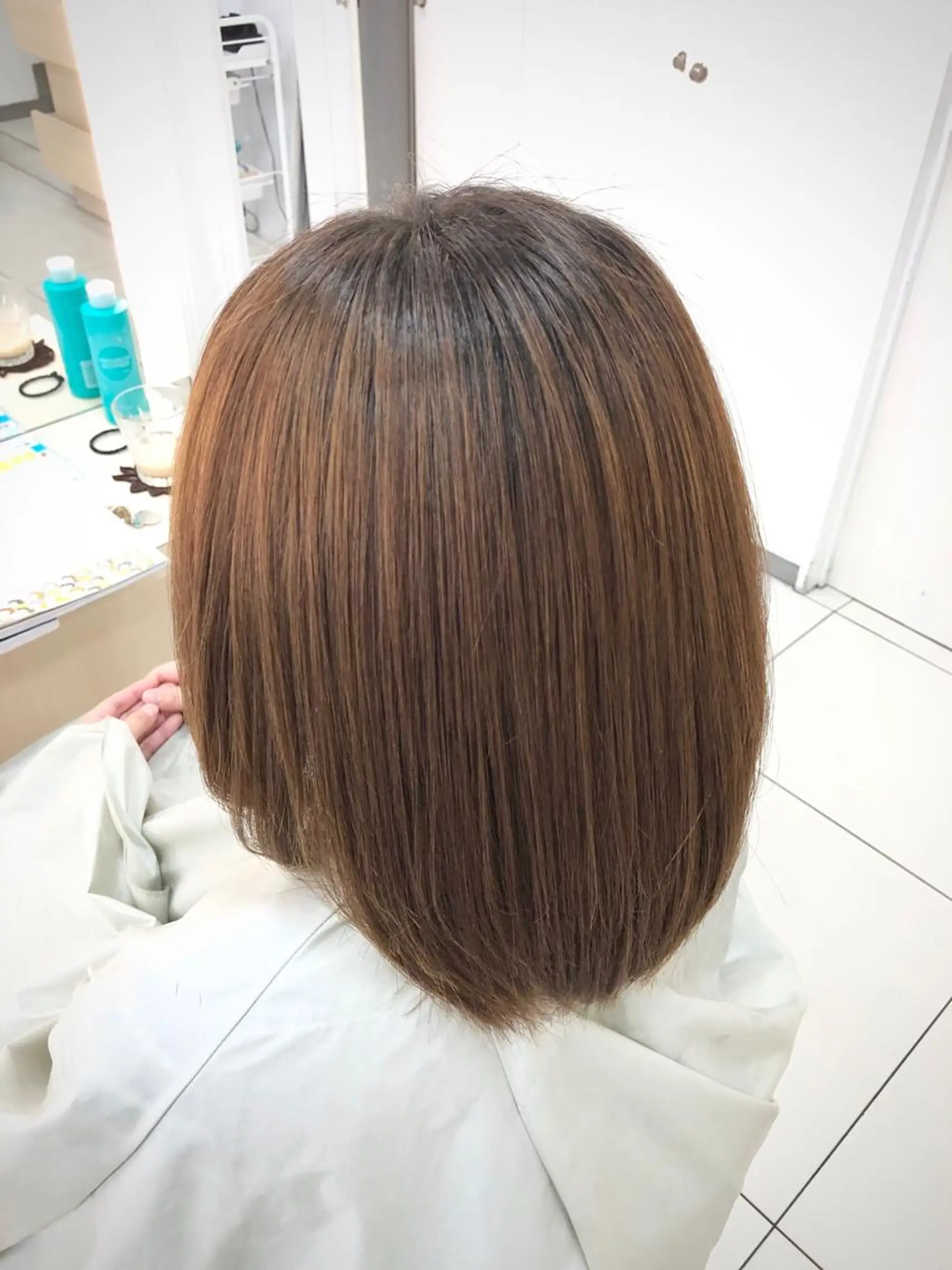 ミディアム アッシュ 学生 レイヤーカット 縮毛矯正 トリートメント Ash 山田 勇太のヘアスタイル