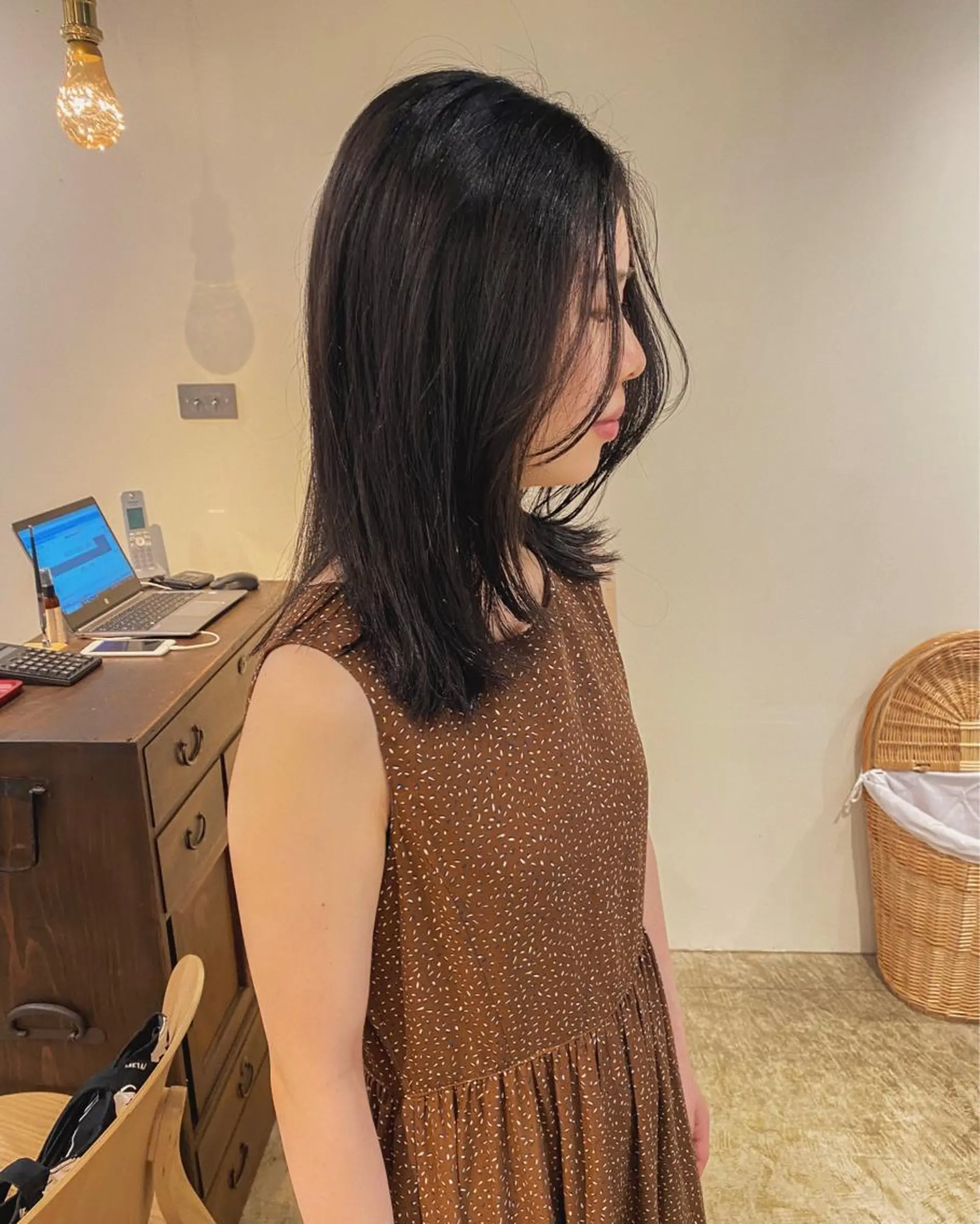 ミディアム 顔まわりレイヤー 伸ばしかけ レイヤーカット カット トリートメント ヘッドスパ 板谷みさき /艶ボブ/藤沢美容室のヘアスタイル