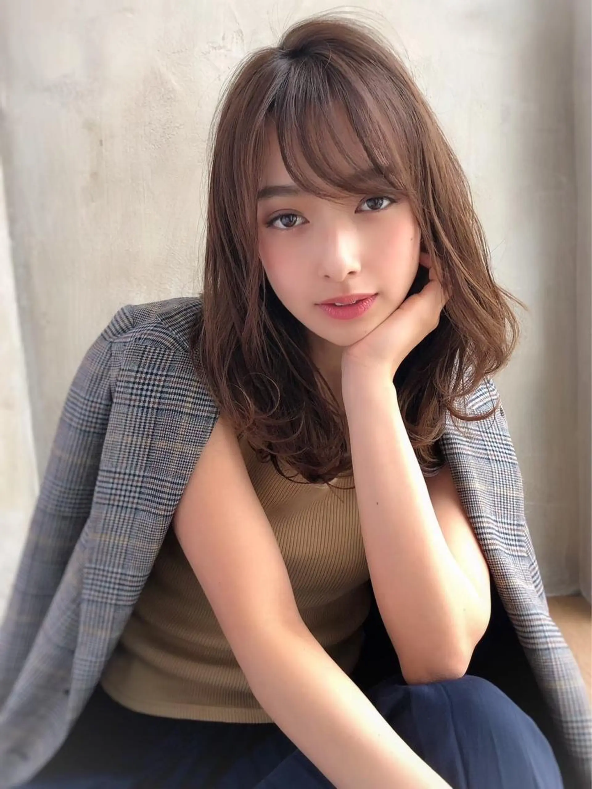 ロング カラー 高島大登/顔周り /ミルクティーのヘアスタイル