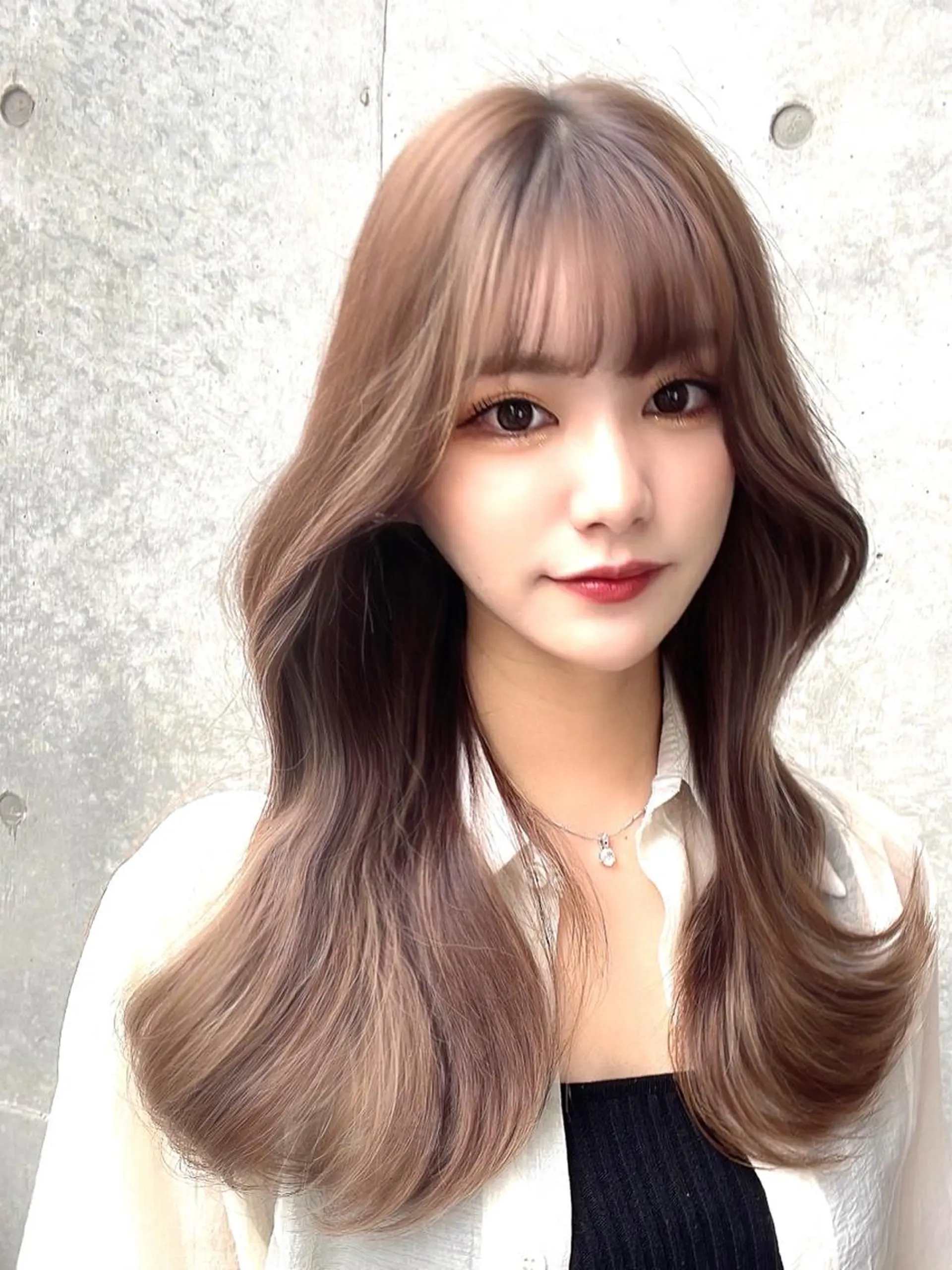 セミロング カラー くびれヘア ヨシンモリ 韓国風ヘア サイドバング 小顔カット 顔周り特化/韓国ヘア /レイヤー/吉野幸大のヘアスタイル