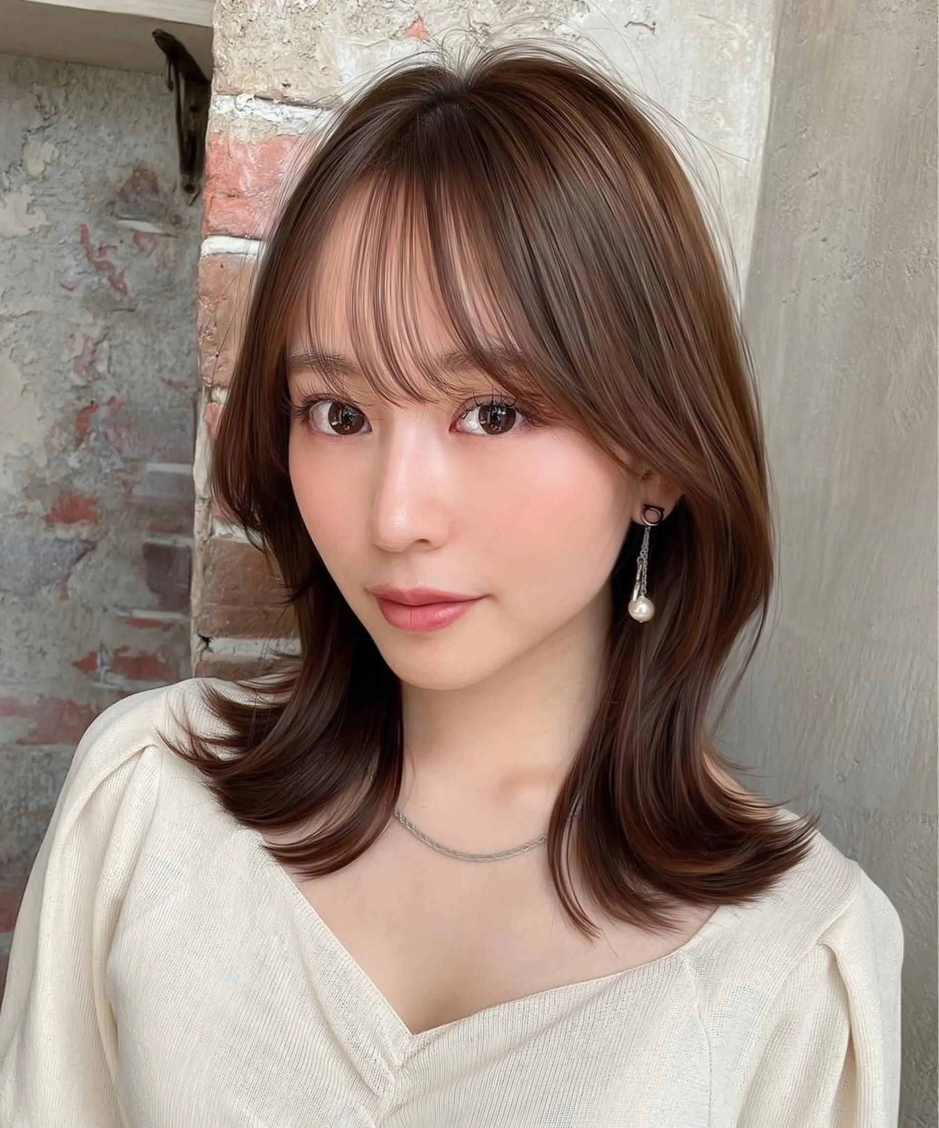 ミディアム くびれヘア 髪質改善 縮毛矯正 カット 🧡くびれヘア/前髪 顔周り🧡久原結衣のヘアスタイル