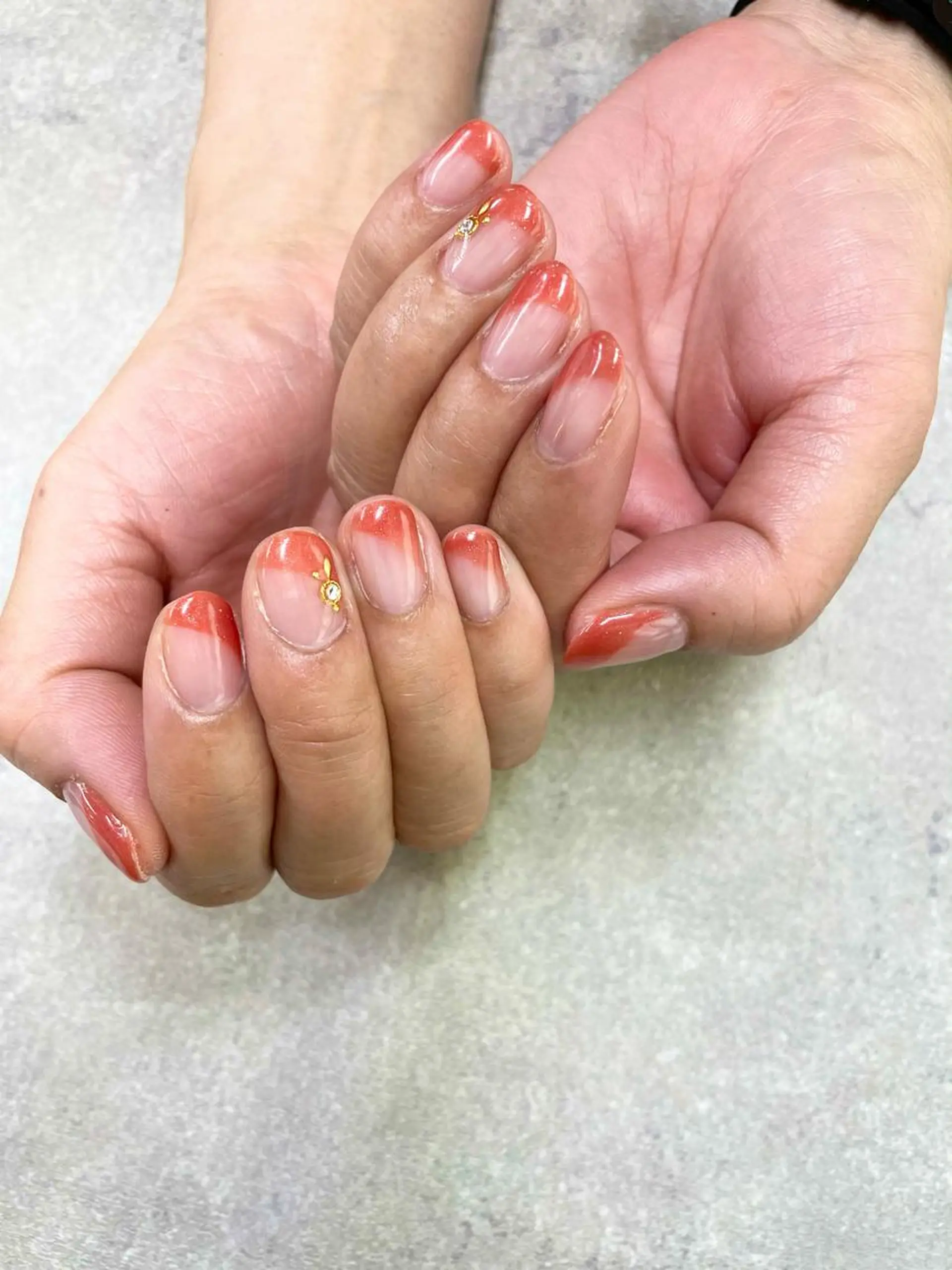 ネイル フレンチネイル 赤色 ハンドネイル .N YUKIのネイルデザイン