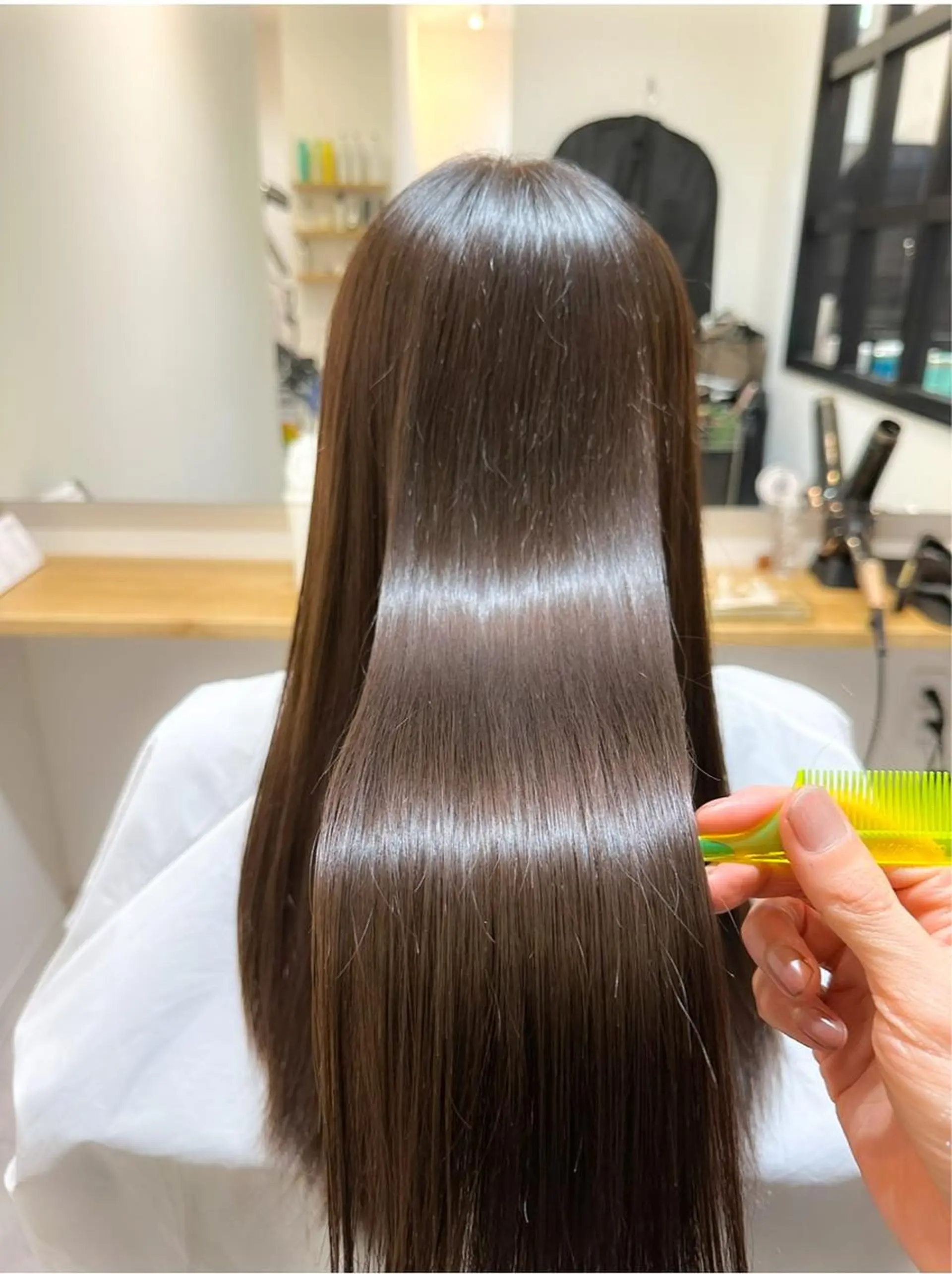ロング ボブ デート ハイライト 髪質改善 韓国風ヘア カット ヘアカラー 縮毛矯正 トリートメント 【20代ダメージ毛に 髪質改善】のヘアスタイル