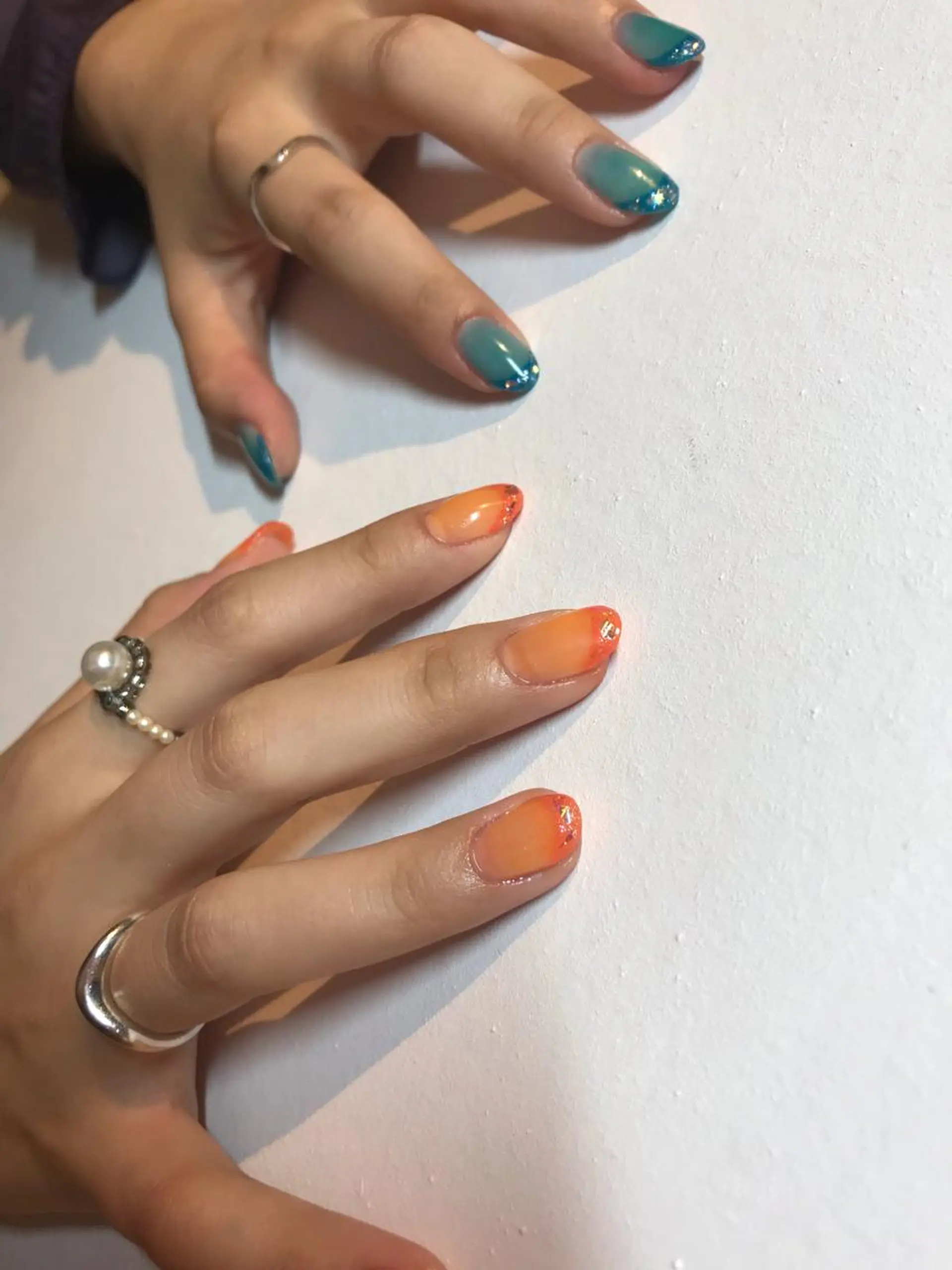 ネイル フレンチネイル ガラスフレンチ ハンドネイル ハンドケア nail salon　Natural Cure所属・平井 彩香のネイルデザイン