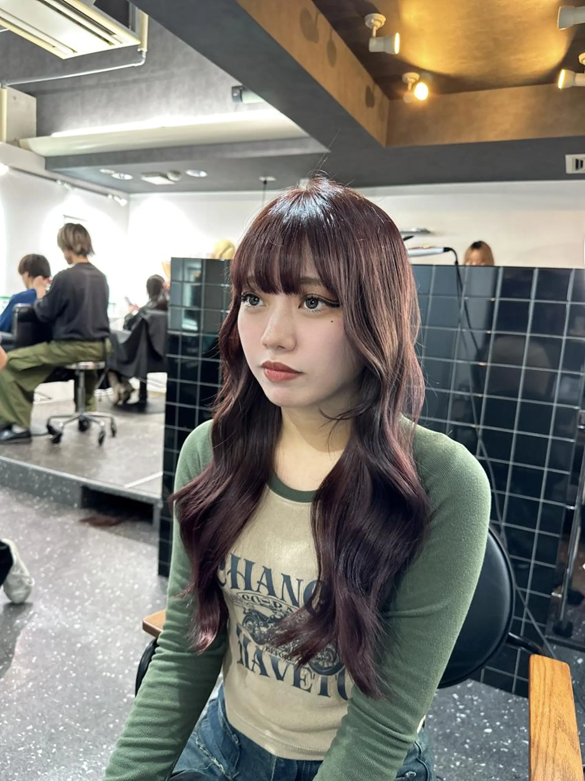 ロング カット ヘアカラー トリートメント 韓国風レイヤー🗝要 暗透カラー📓吉祥寺のヘアスタイル