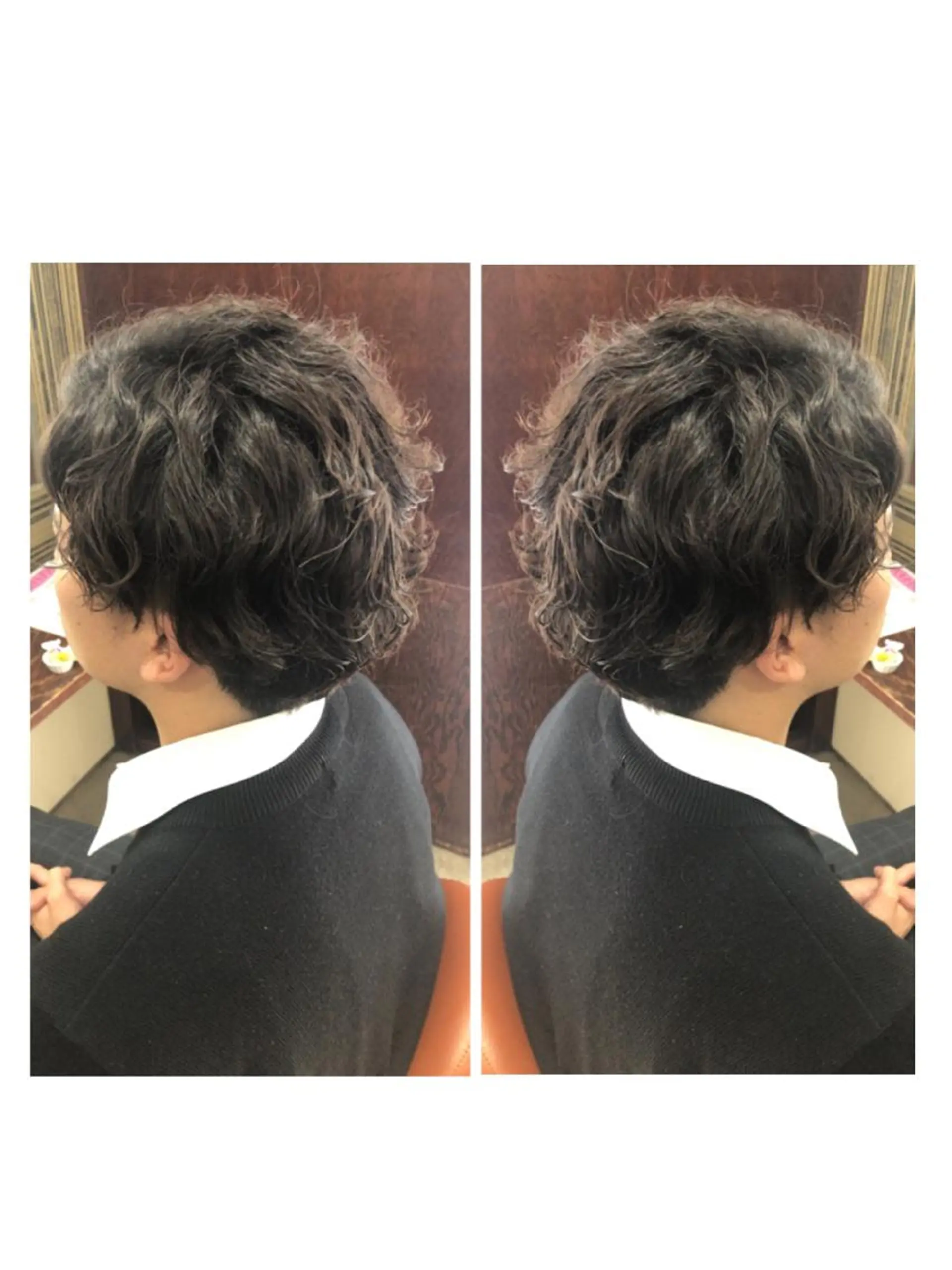 ミディアム パーマ メンズ カット パーマ 品田 真里のヘアスタイル
