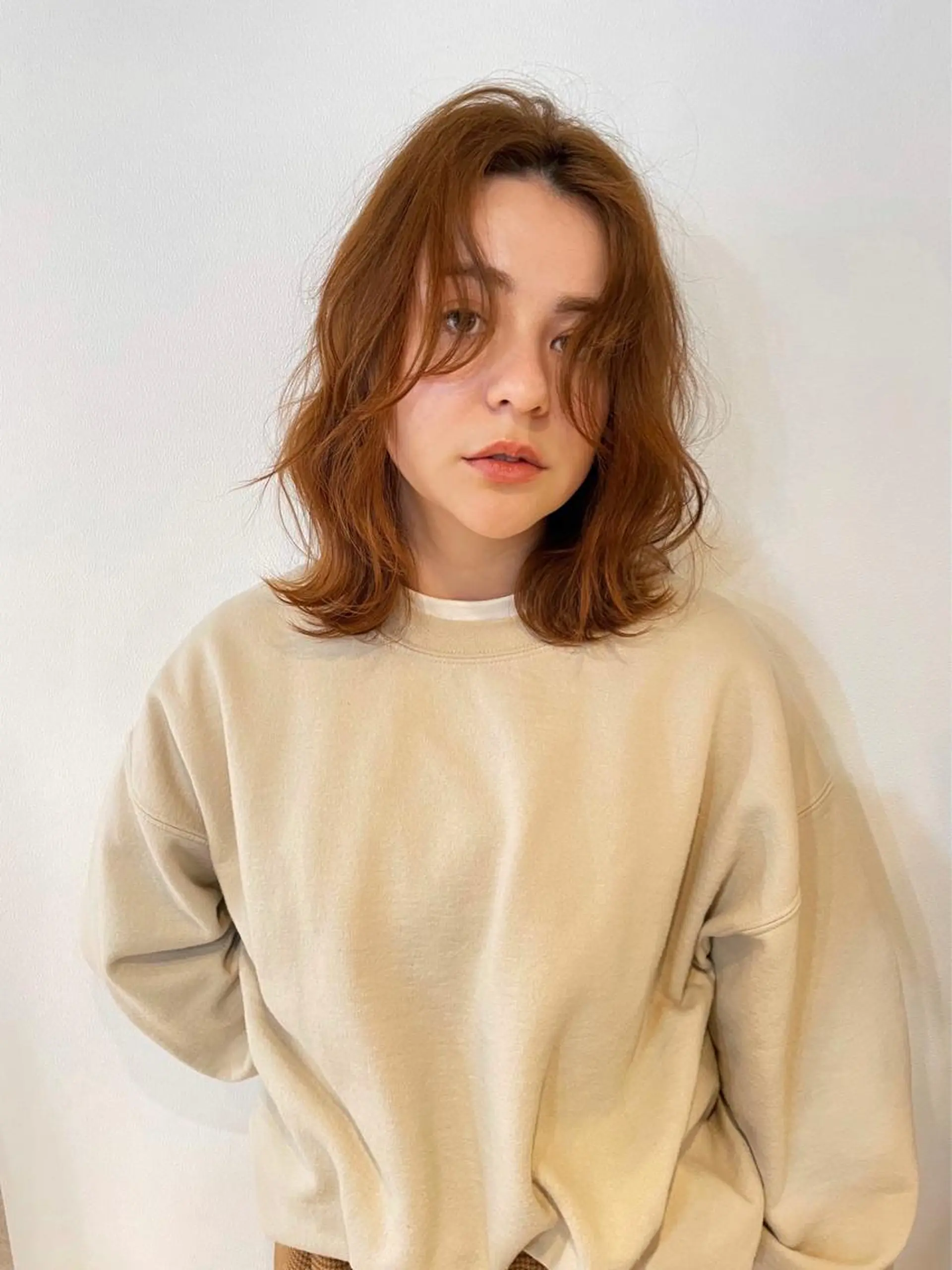 ミディアム カラー カット パーマ 高田 翔平のヘアスタイル