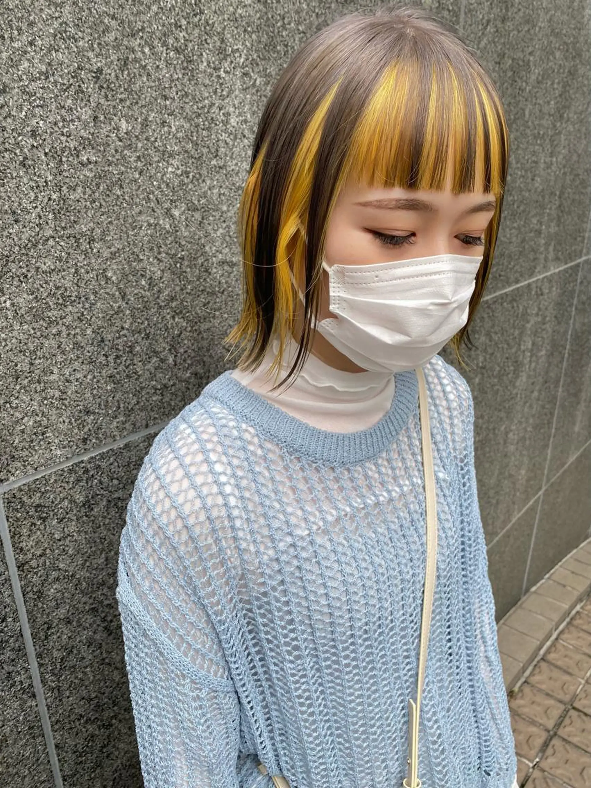 ショート カラー ブリーチ イエローカラー ボブ ハイトーンカラー🍑 maanaのヘアスタイル