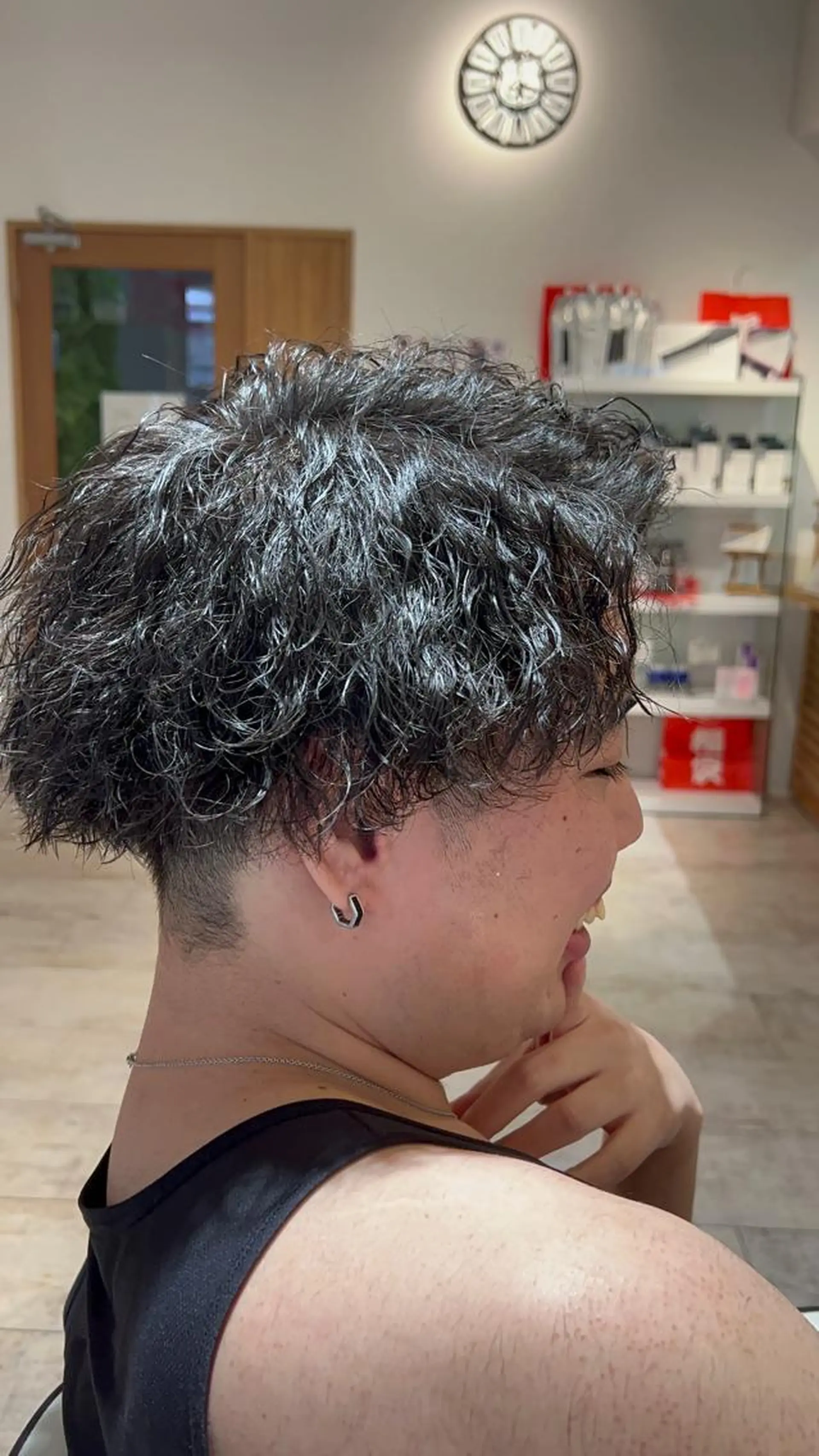 ショート パーマ メンズ 難波/メンズウルフ・ フェザーパーマ鶴田文のヘアスタイル