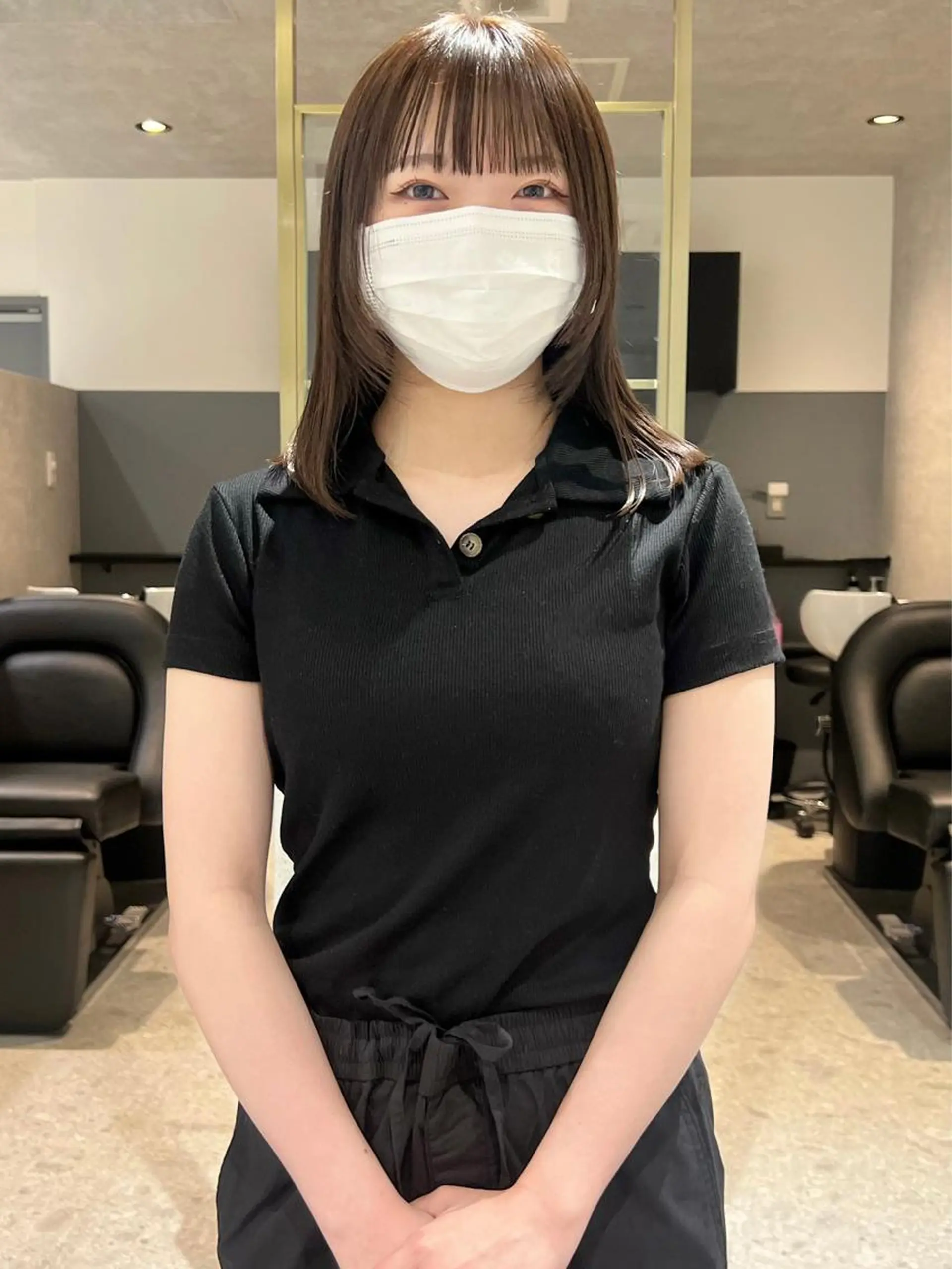 セミロング ワイドバング カット ヘアカラー AI TOKYO S所属・mizuki 【韓国レイヤー】のヘアスタイル