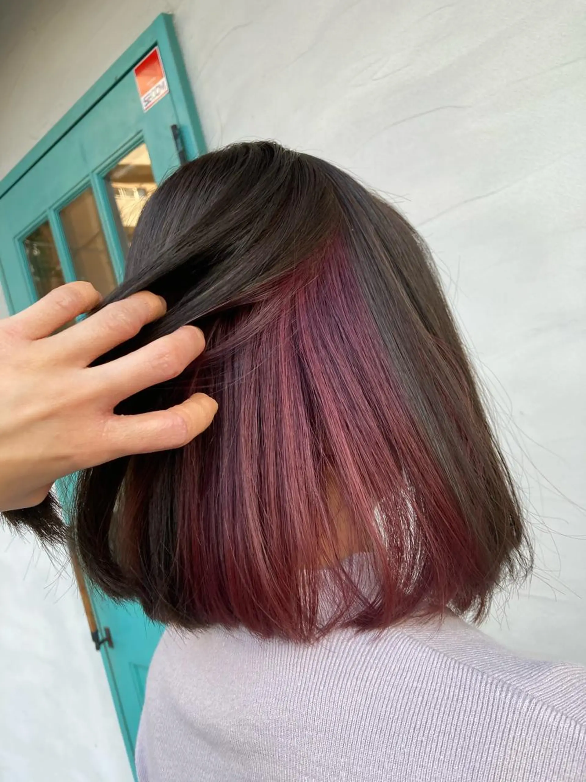 ミディアム カラー インナーカラー ピンクカラー バイオレットカラー Trill所属・縮毛矯正/癖毛卒業 🕊️/SATOKOのヘアスタイル