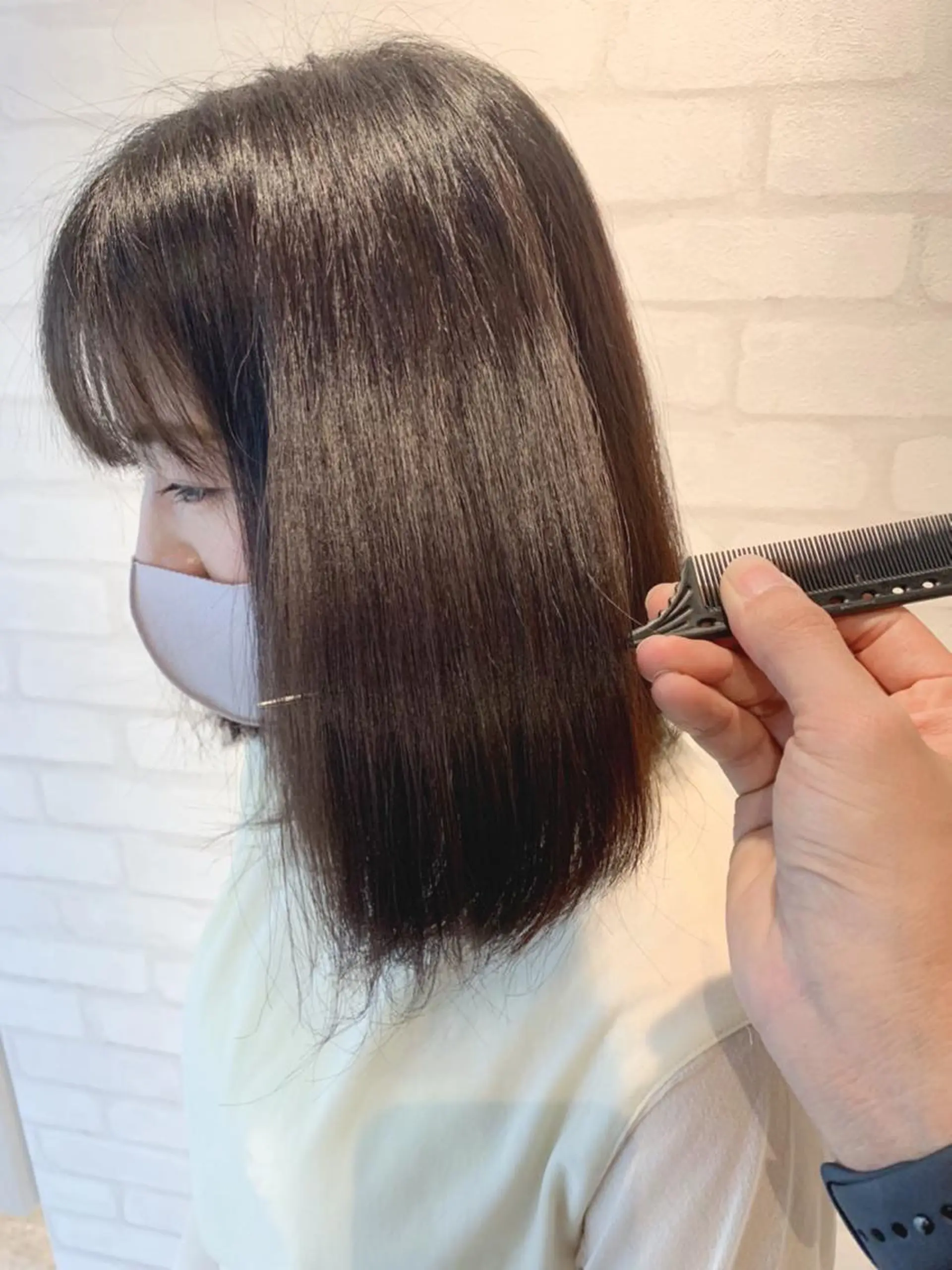 ミディアム 髪質改善 貸切サロンのヘアスタイル