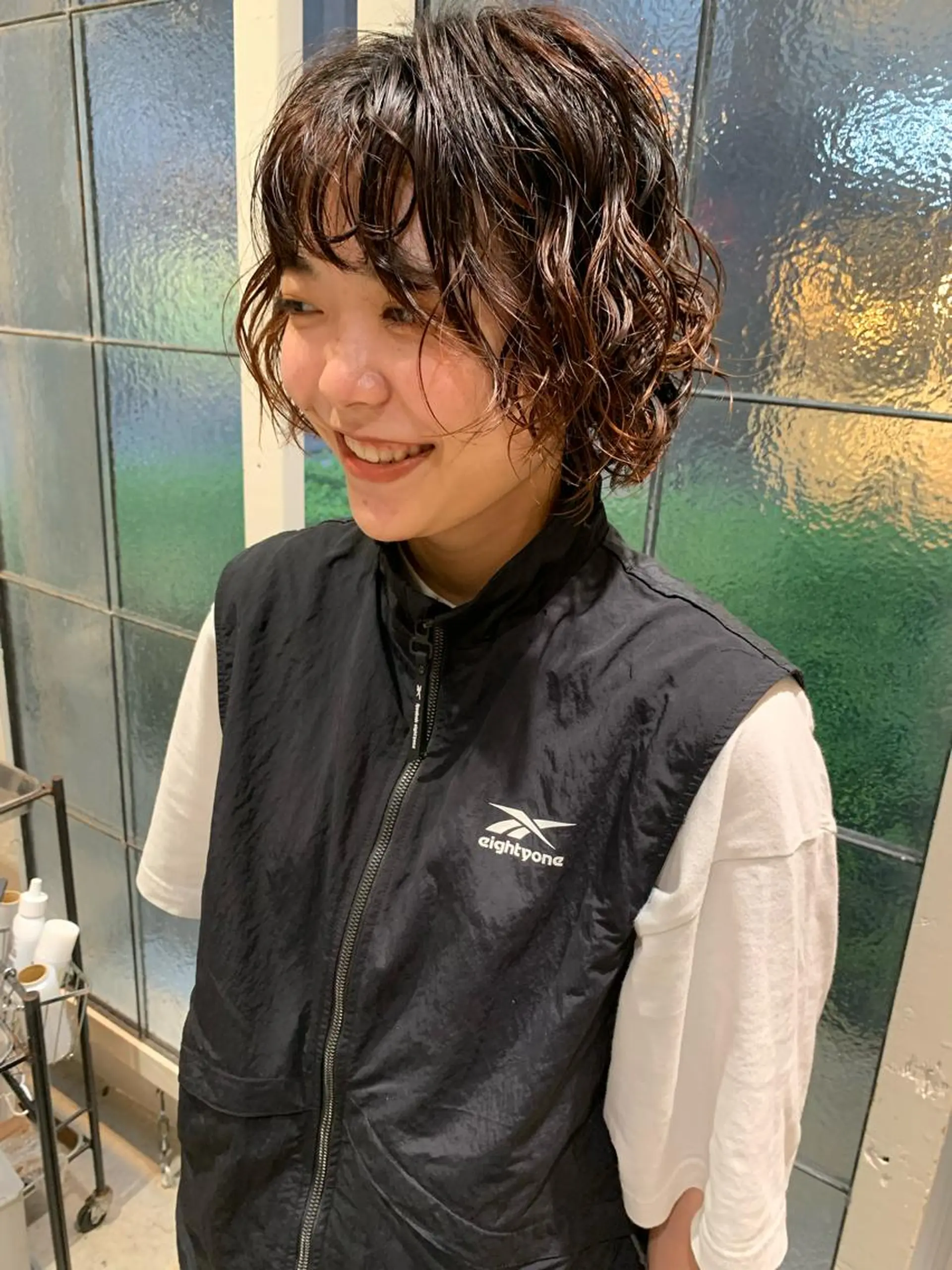 ショート パーマ ハイトーン/顔まわり レイヤー/YUKAのヘアスタイル