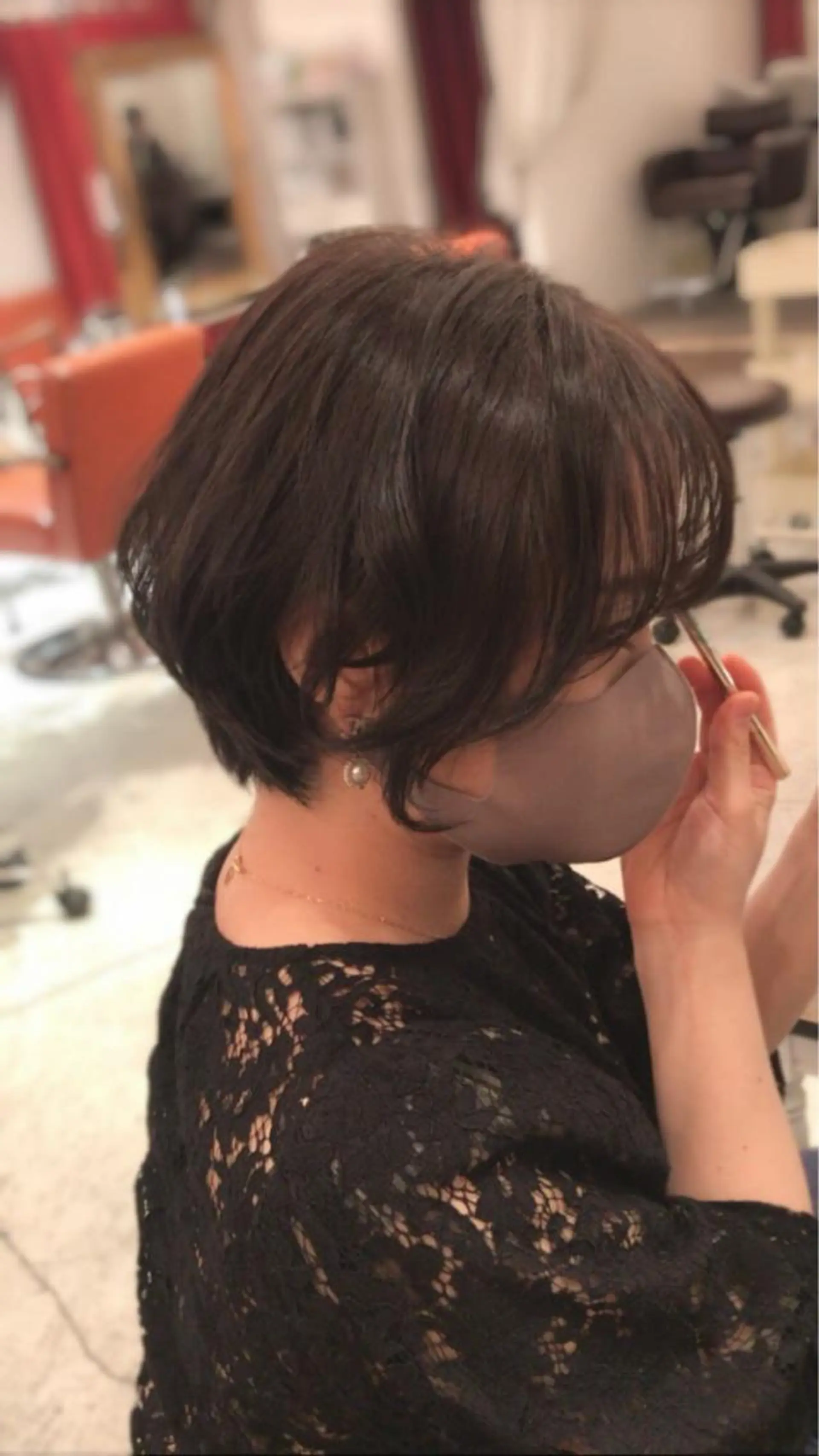 ショート カラー パーマ BEBE所属・ブリーチなし 透明感カラーKANAのヘアスタイル