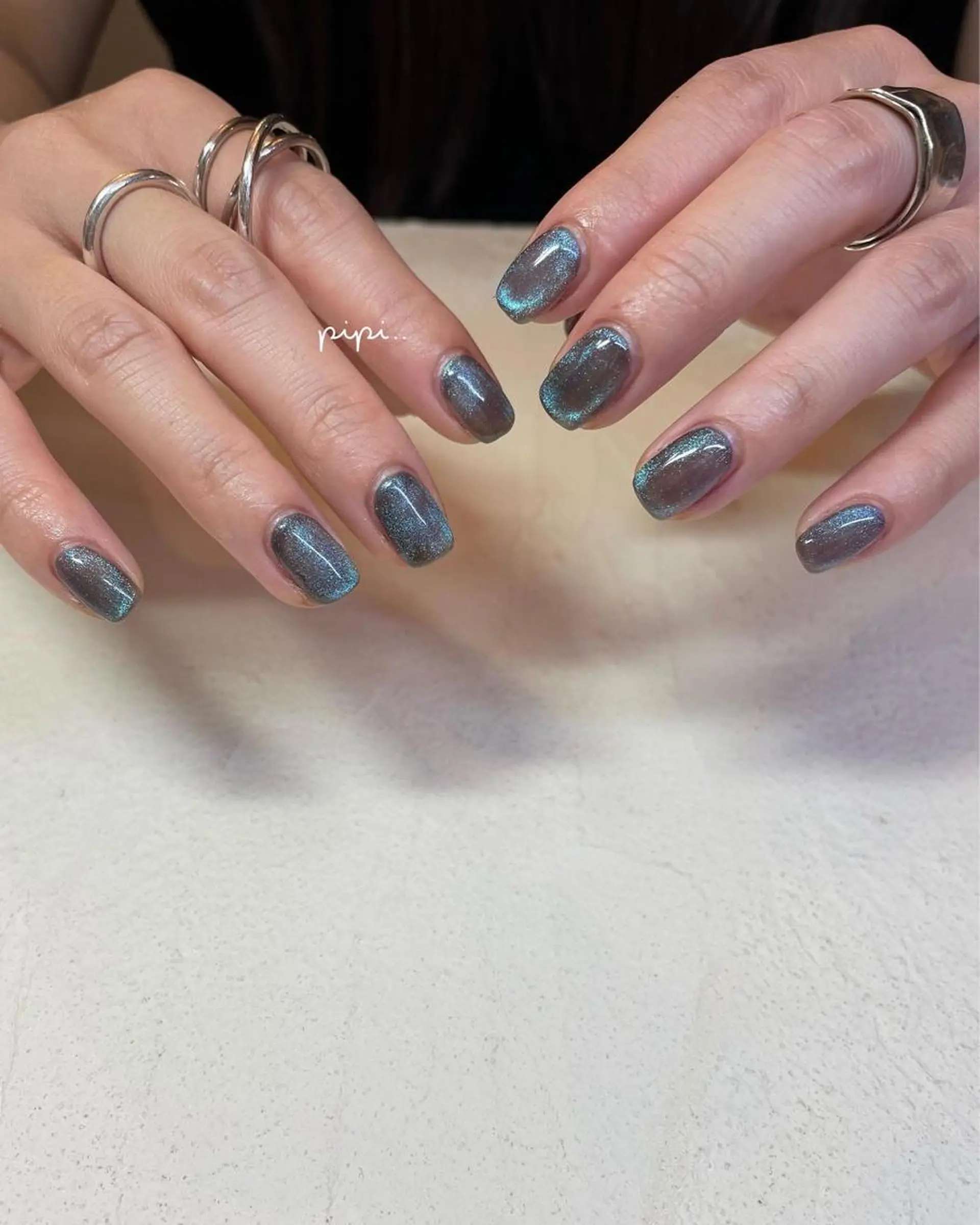 ショート ネイル ジェルネイル マグネットネイル pipi..所属・pipi ..のネイルデザイン