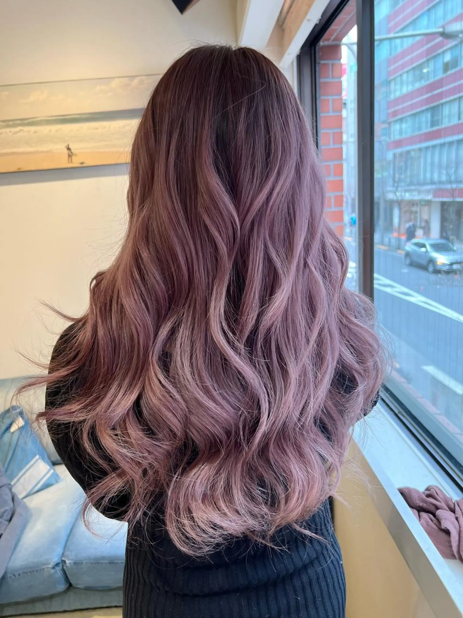 ロング ピンクラベンダー ヘアカラー トリートメント 渋谷ハイトーン/ デザインカラー阿部のヘアスタイル