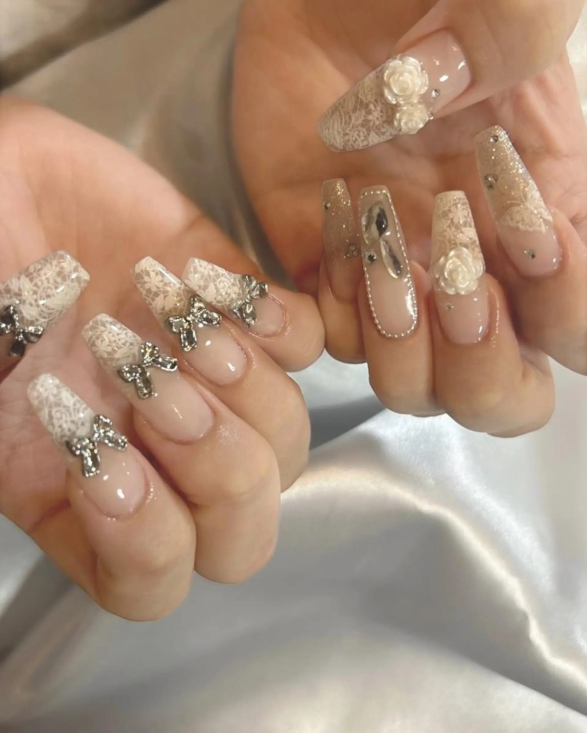 ネイル 長さ出し フレンチネイル グラデーション 卒業式 マグネットネイル ハンドネイル MIHANA NAILのネイルデザイン