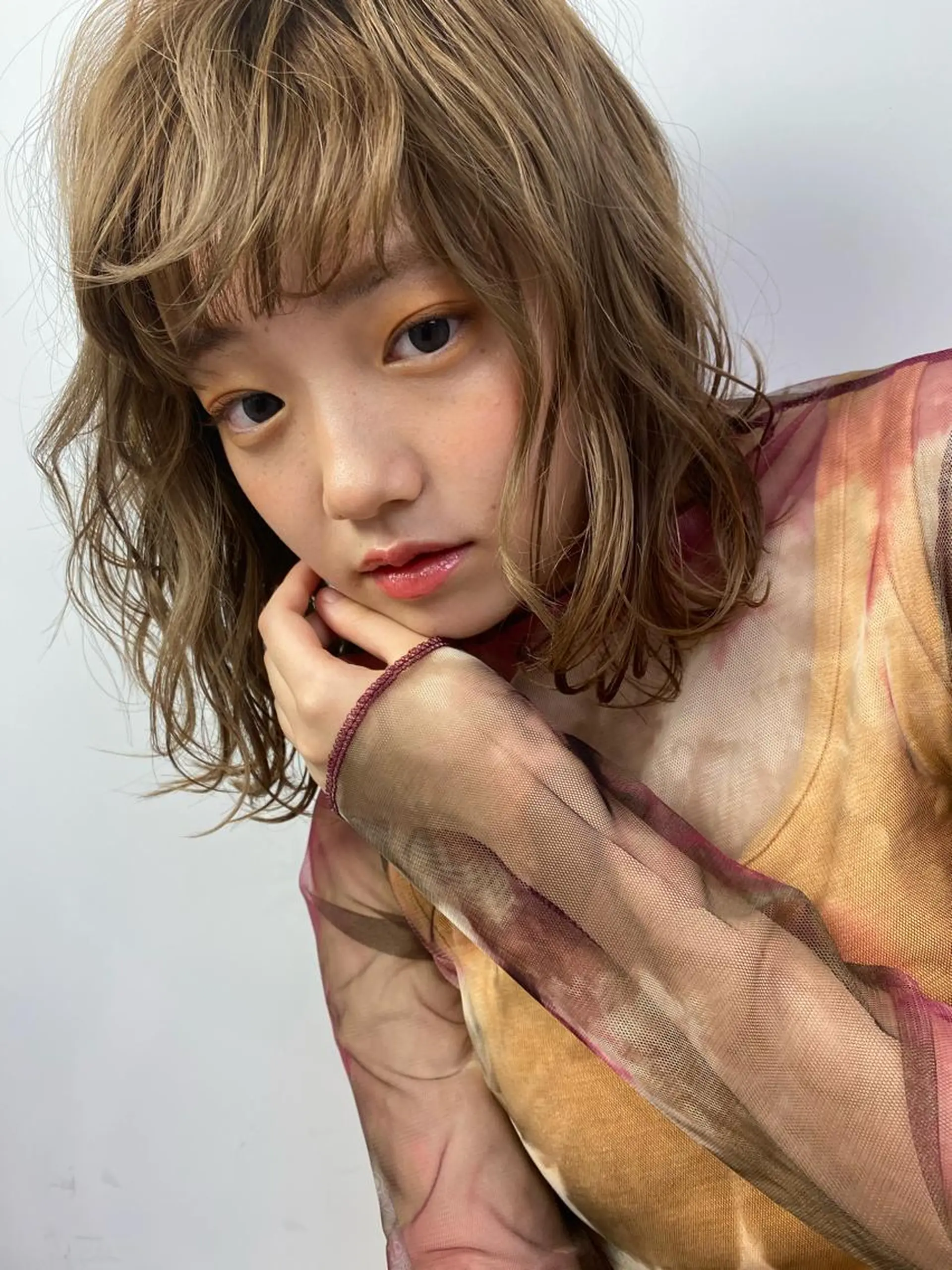 セミロング カラー カット ヘアカラー トリートメント レイヤー/ベージュ カラー/ハシモトのヘアスタイル