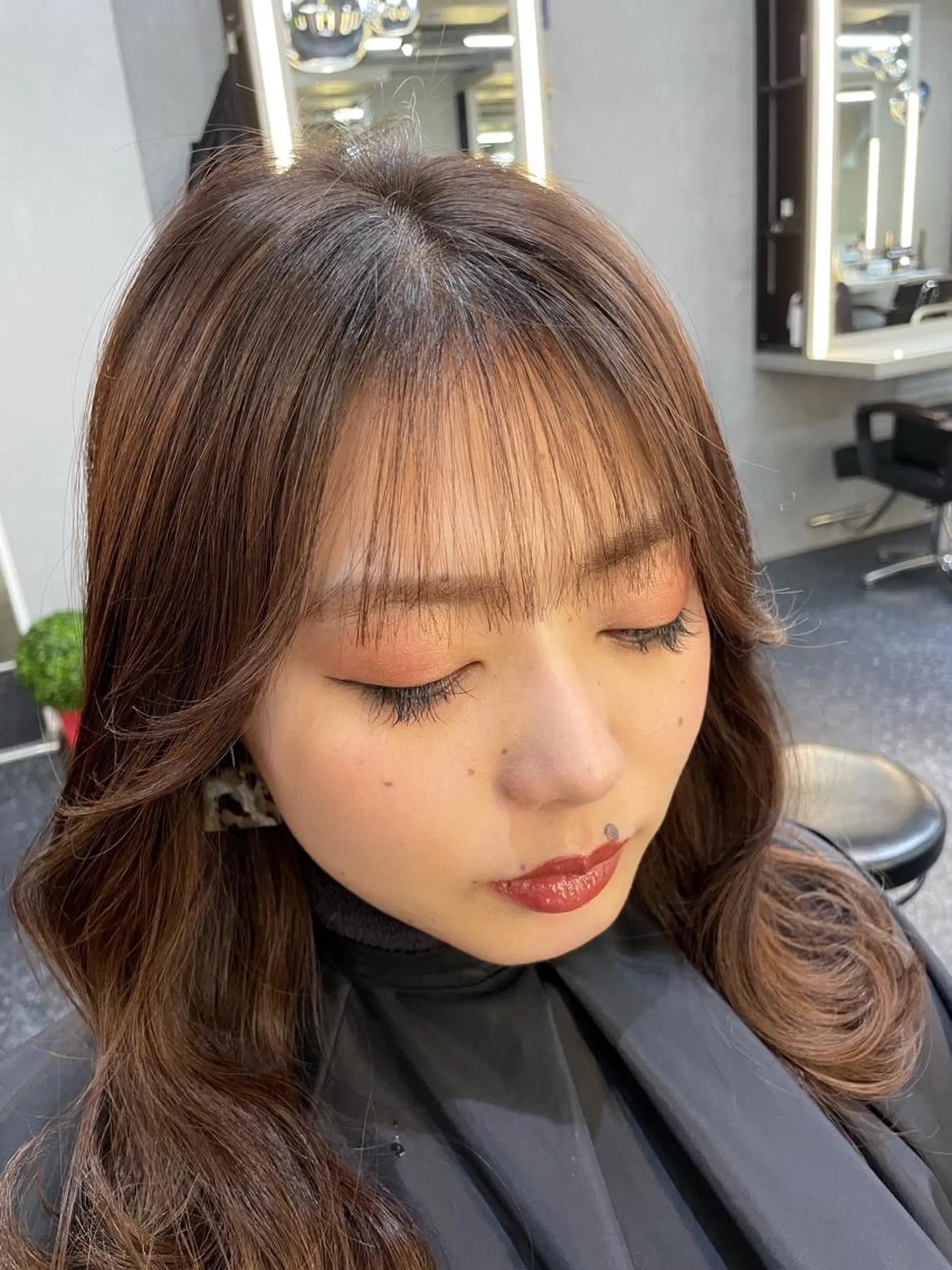 セミロング かきあげバング カット hair salon Lihina所属・韓国ヘア🇰🇷 佐藤史奈のヘアスタイル
