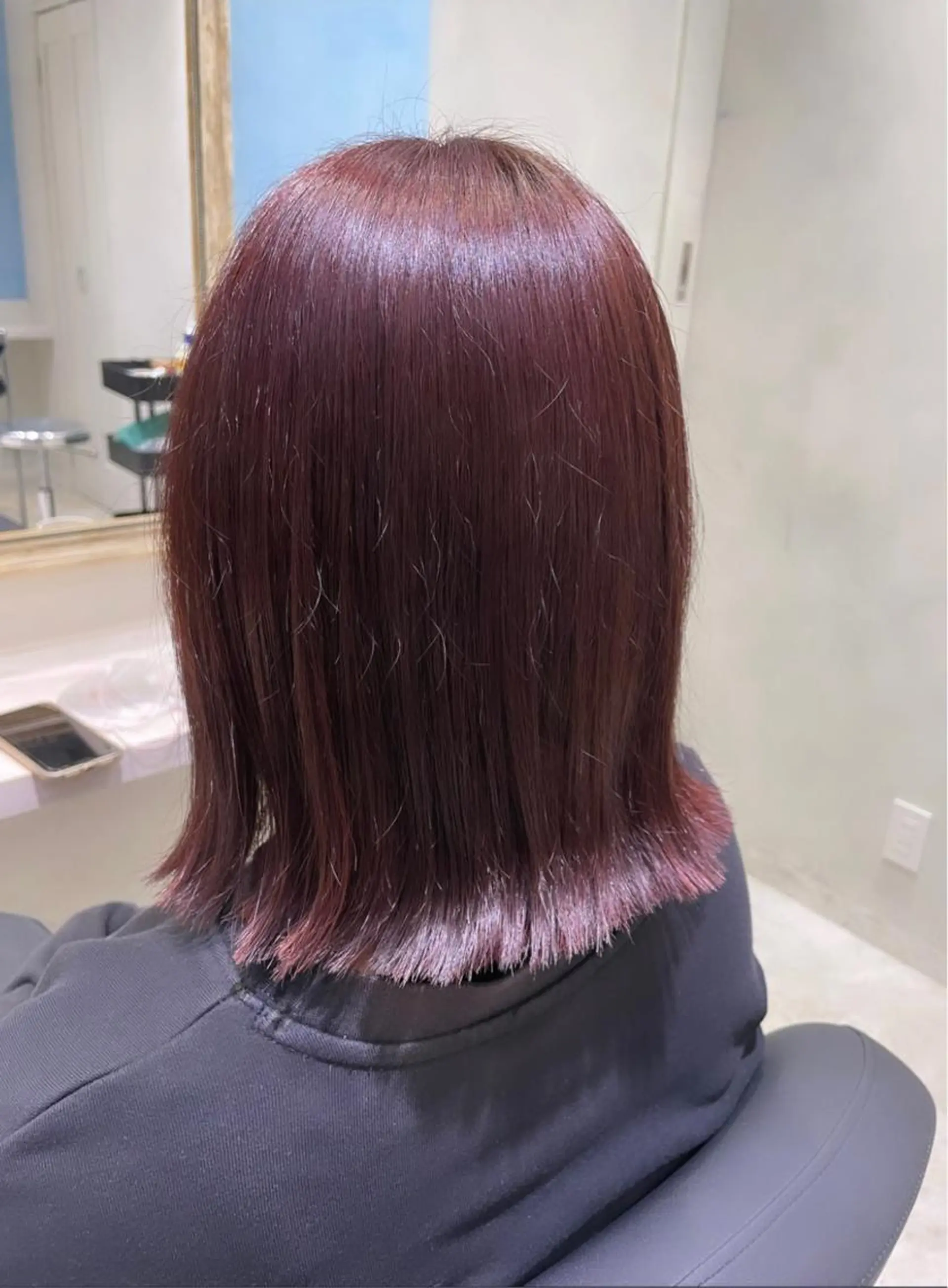 ロング カラー 切りっぱなしボブ ボブ 🌷ピンク/韓国風 暖色カラー ゆい🌷のヘアスタイル