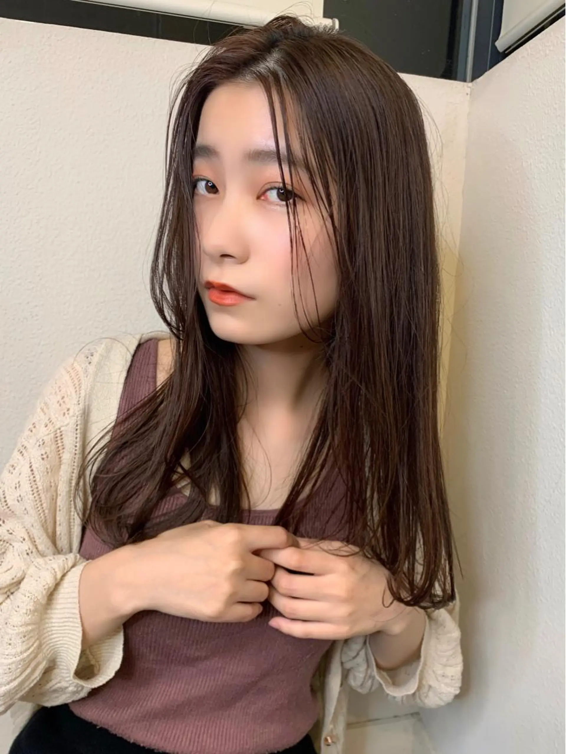 ロング レイヤーカット 小顔カット 藤間 帆乃夏（とうまほのかのヘアスタイル