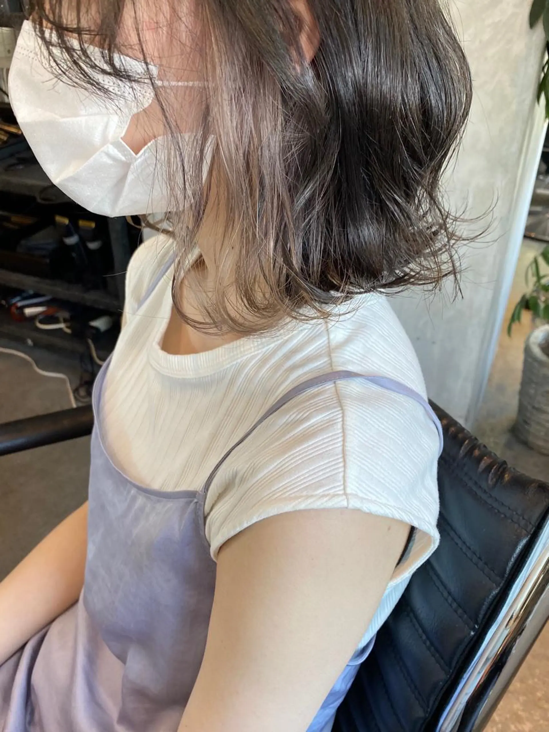 ミディアム カラー ヘアアレンジ ヘアカラー 切りっぱなしボブ/ デザインカラー店長のヘアスタイル