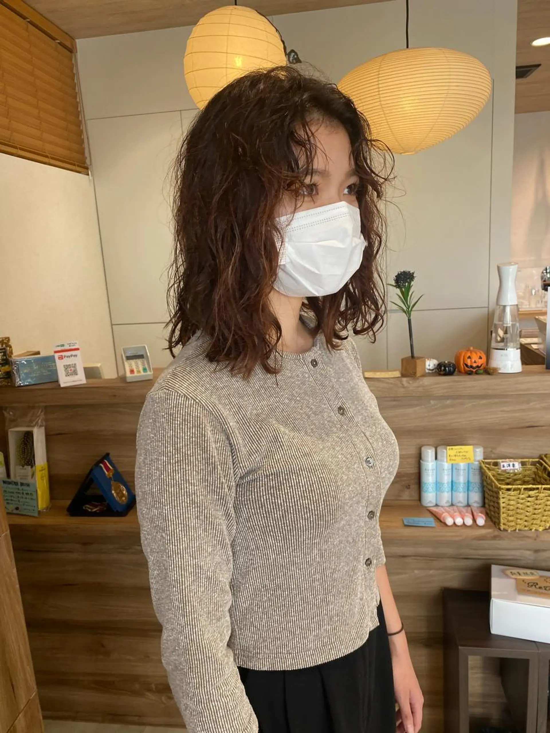 セミロング カラー パーマ ヘアアレンジ セミロングパーマ パーマ パーマ指名No1 /namiのヘアスタイル