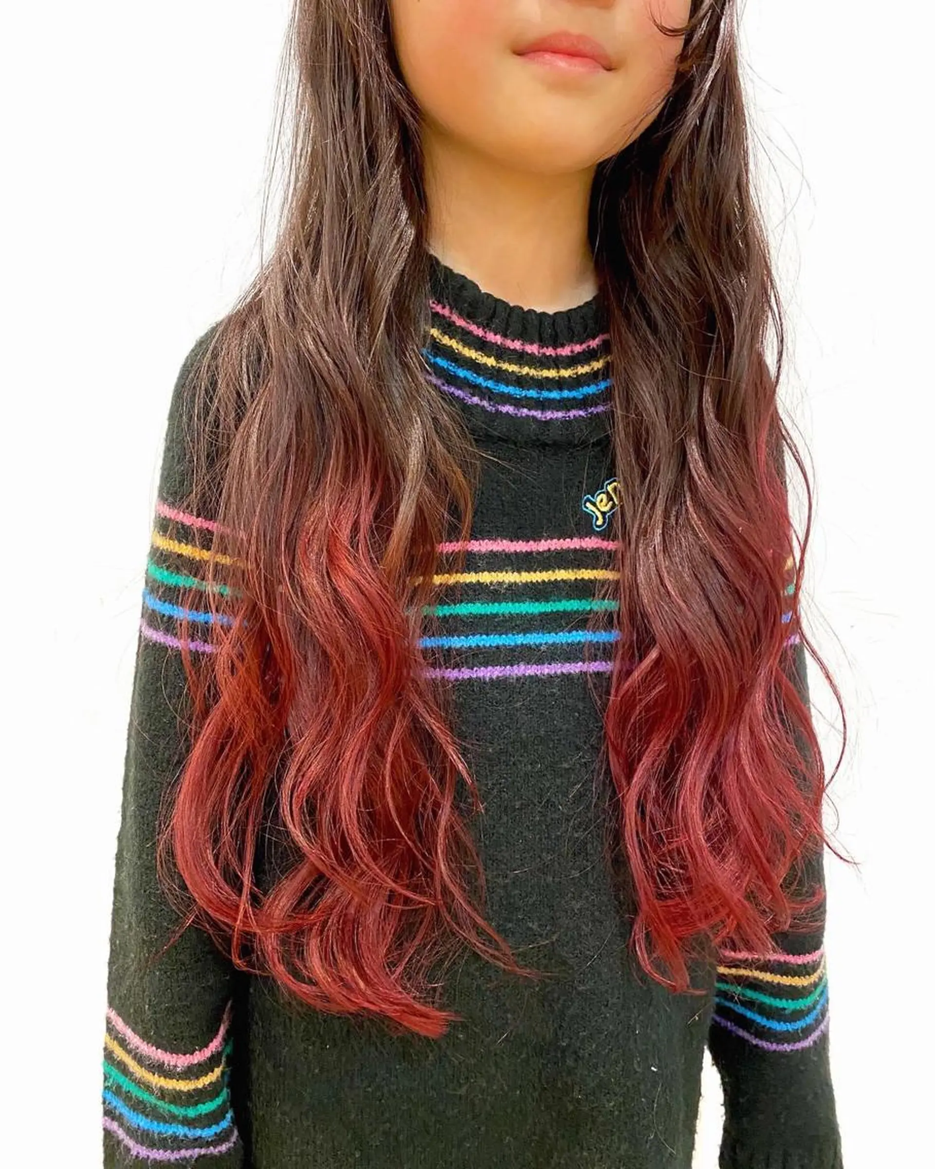 ロング カラー ヘアアレンジ ブリーチ ブラウンカラー ピンクカラー ピンクブラウン 高橋胡桃🪽 ディレクターのヘアスタイル