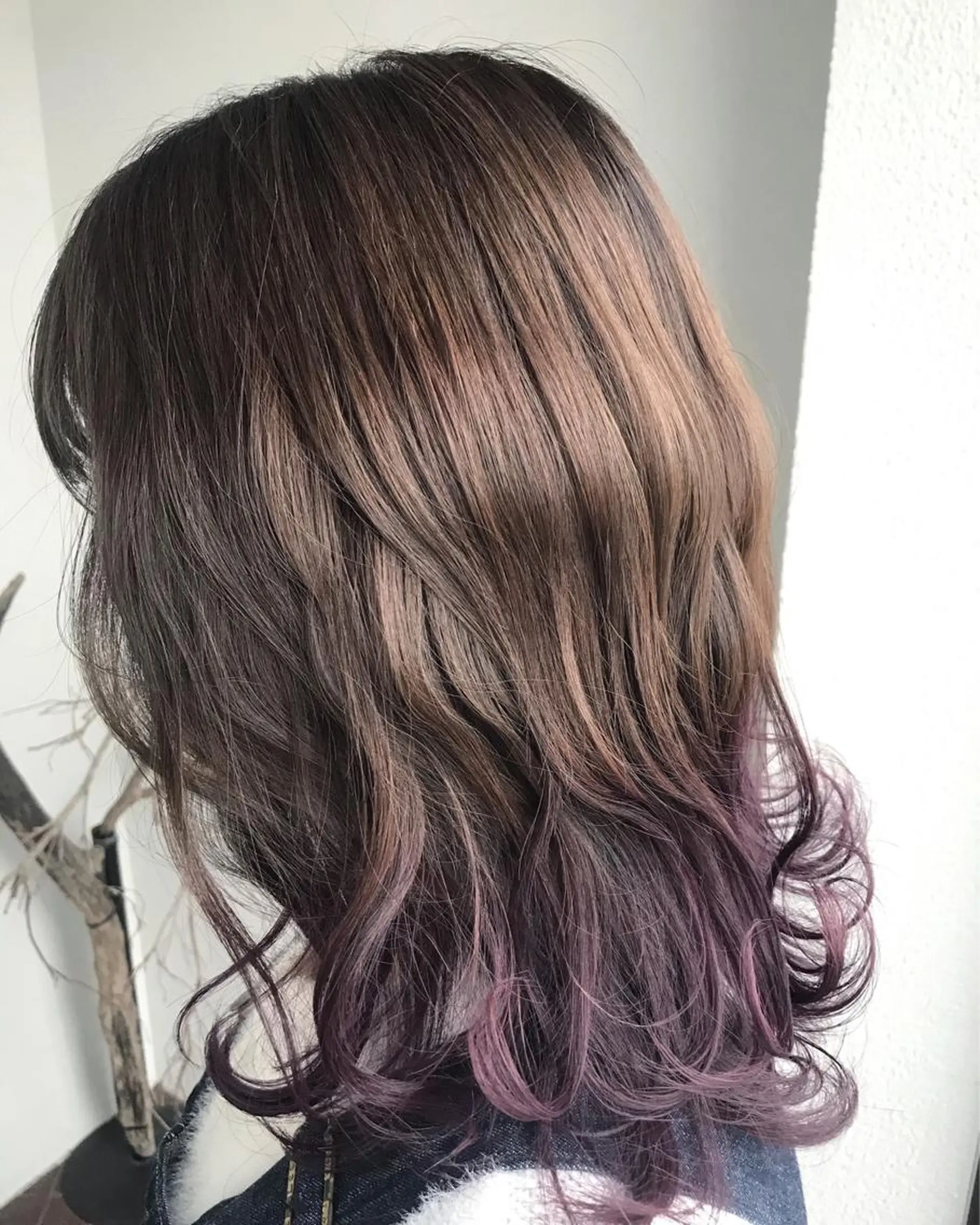 セミロング カラー アッシュ バイオレットカラー 大嶋 宏隆のヘアスタイル