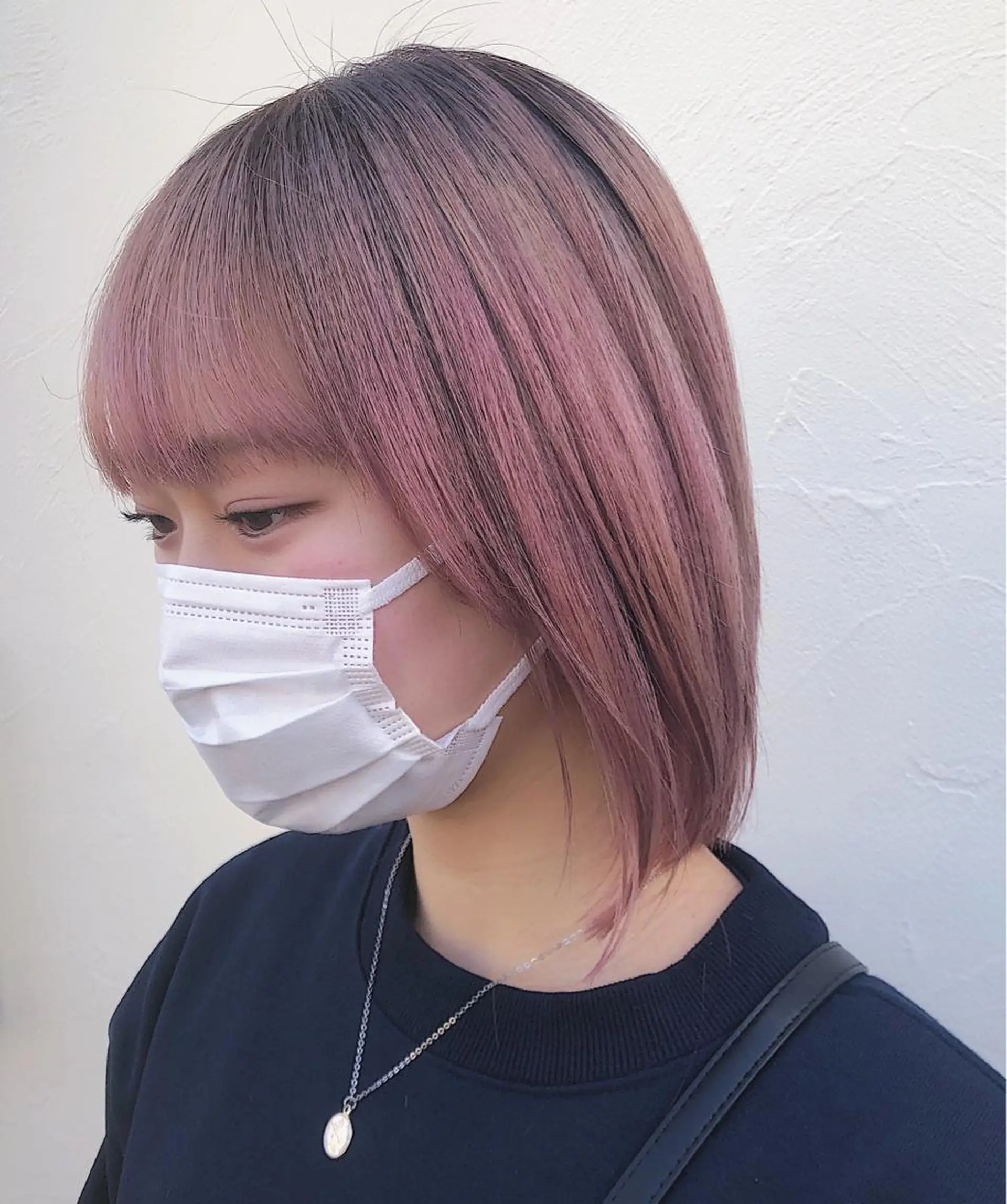 ミディアム カラー パーマ ヘアアレンジ ピンクカラー ボブ カット ヘアカラー トリートメント 【ツヤ髪美容師】 ツダケイスケのヘアスタイル