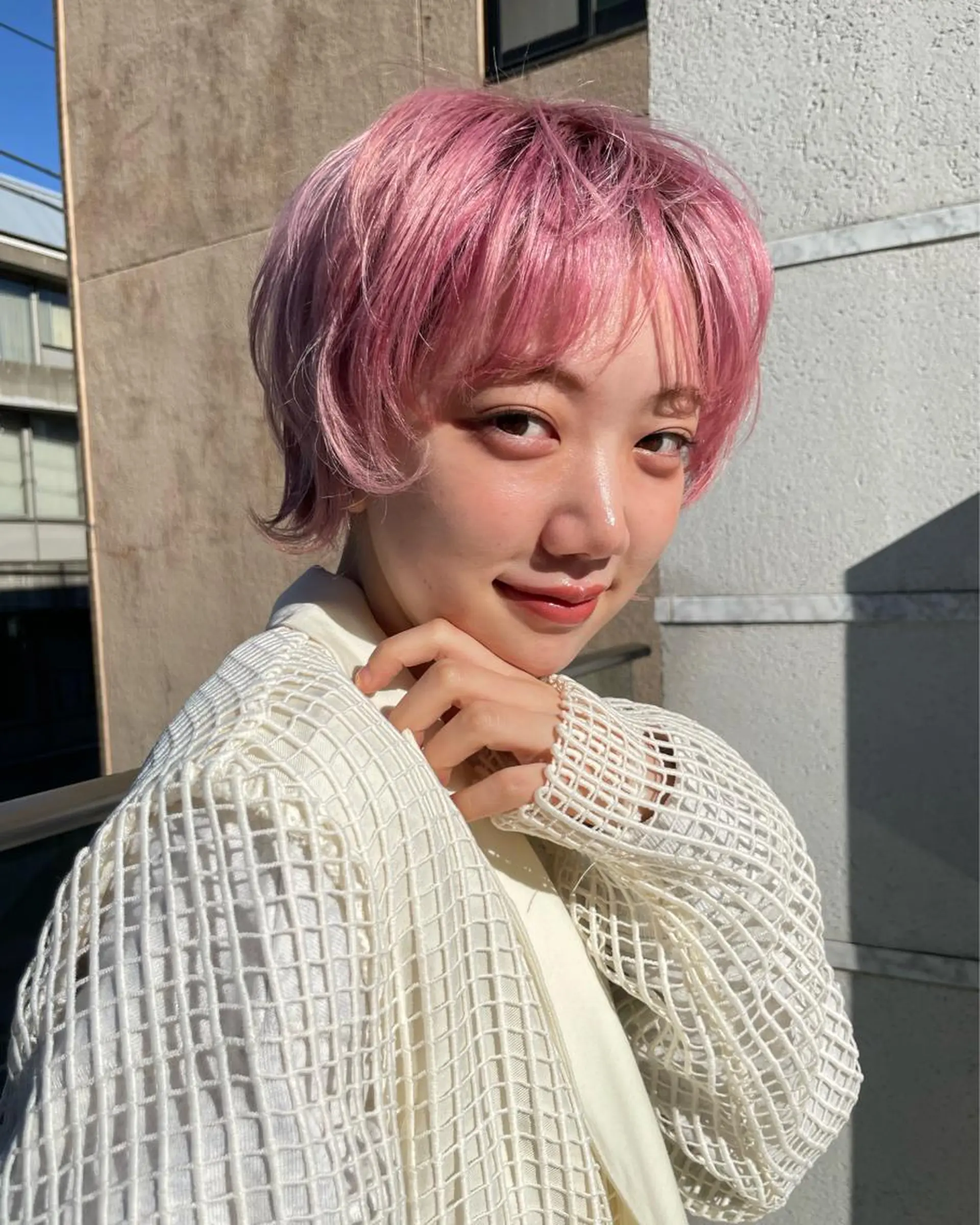 ショート カラー ピンクカラー SHEA.学芸大学所属・一箭 恵梧/ロングヘアのヘアスタイル