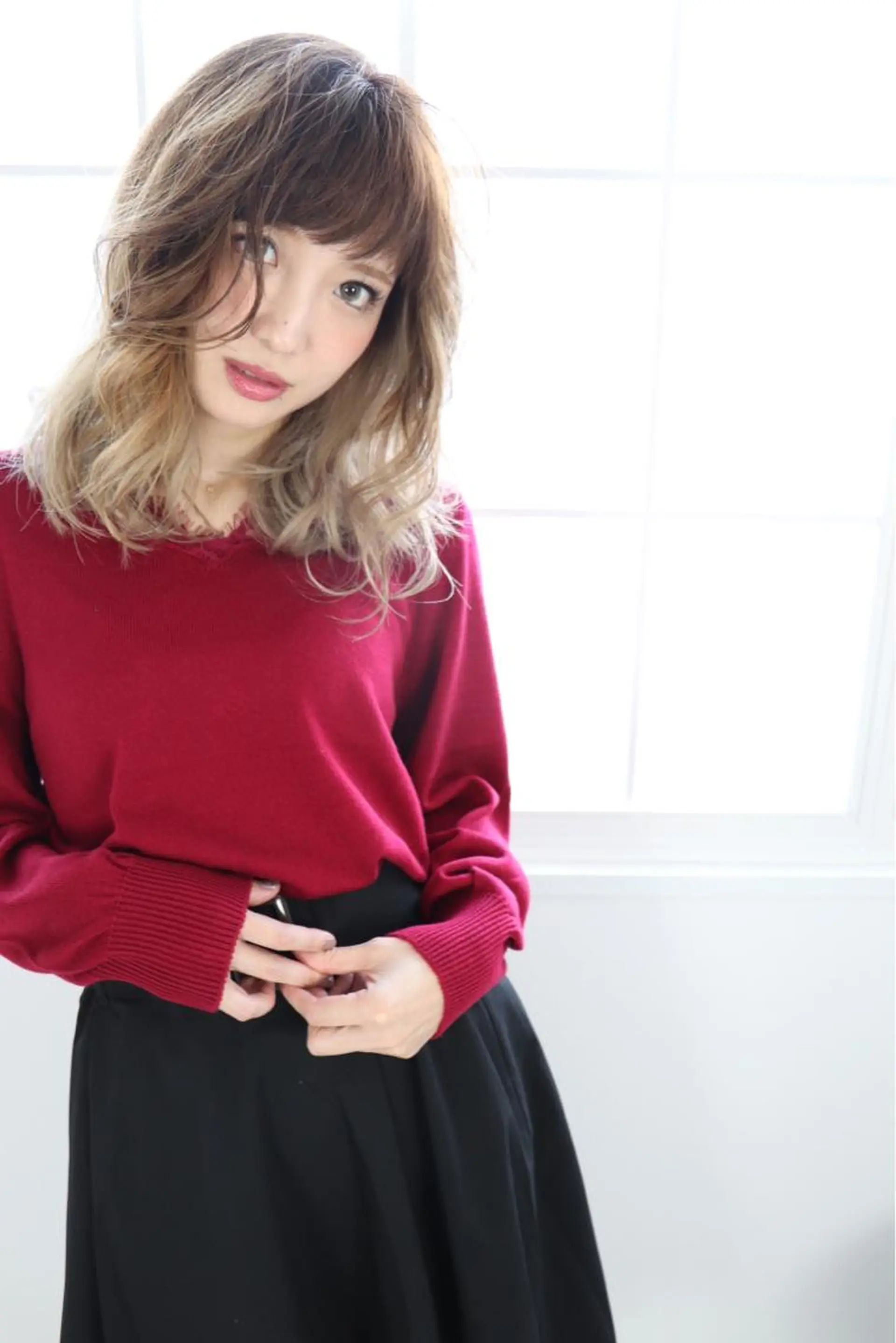 ミディアム ヘアカラー トリートメント ヘアセット 髪質改善＆ブリーチ 伊勢　祐一郎のヘアスタイル